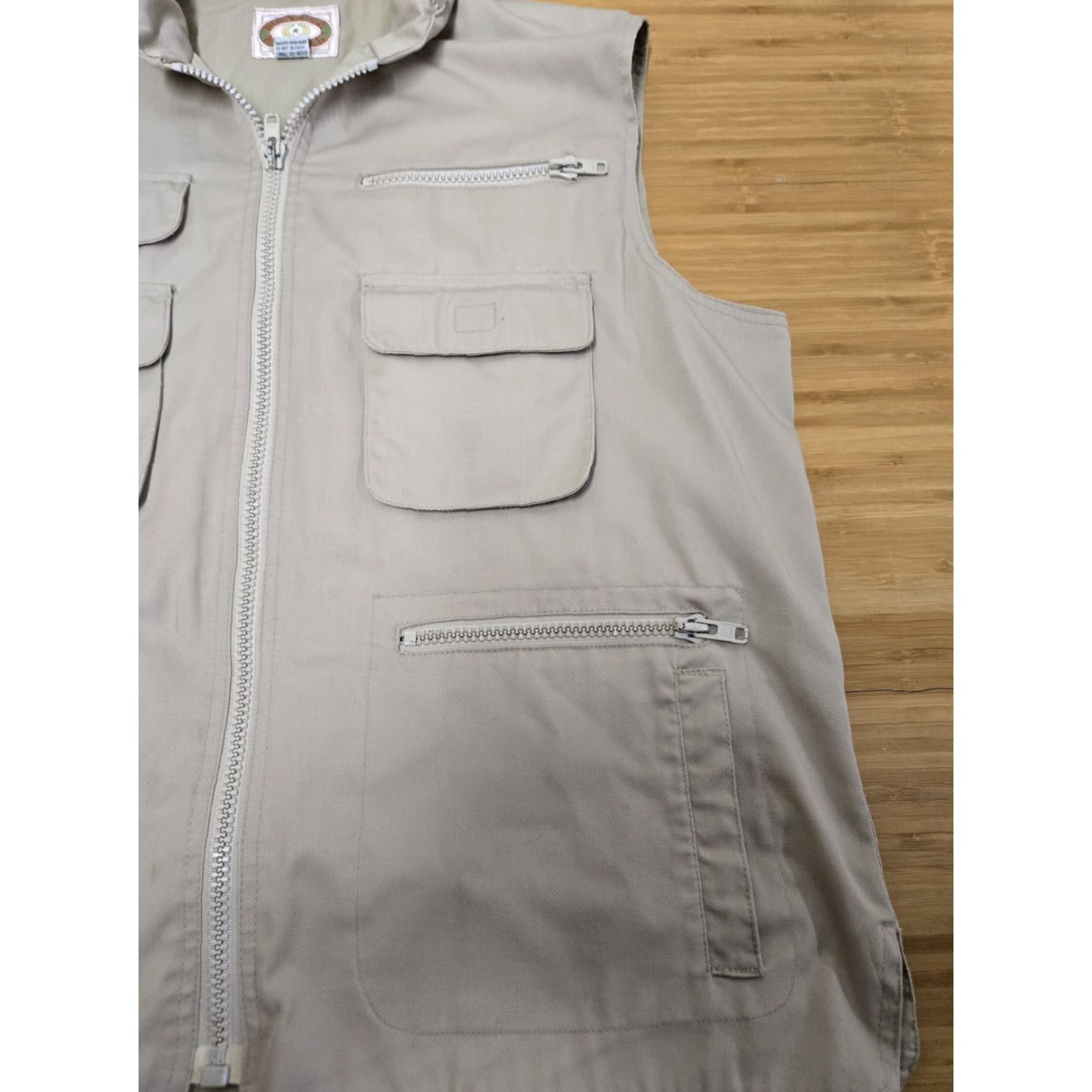 Banana Republic VINTAGE Banana Republic Safari Vest Jacket Men XL Beige 100% Cotton Canvas Hood Hidden Pockets Zipper Stand-Up Collar Outdoor Safari 80s 90s Size US XL / EU 56 / 4 - 2 Thumbnail