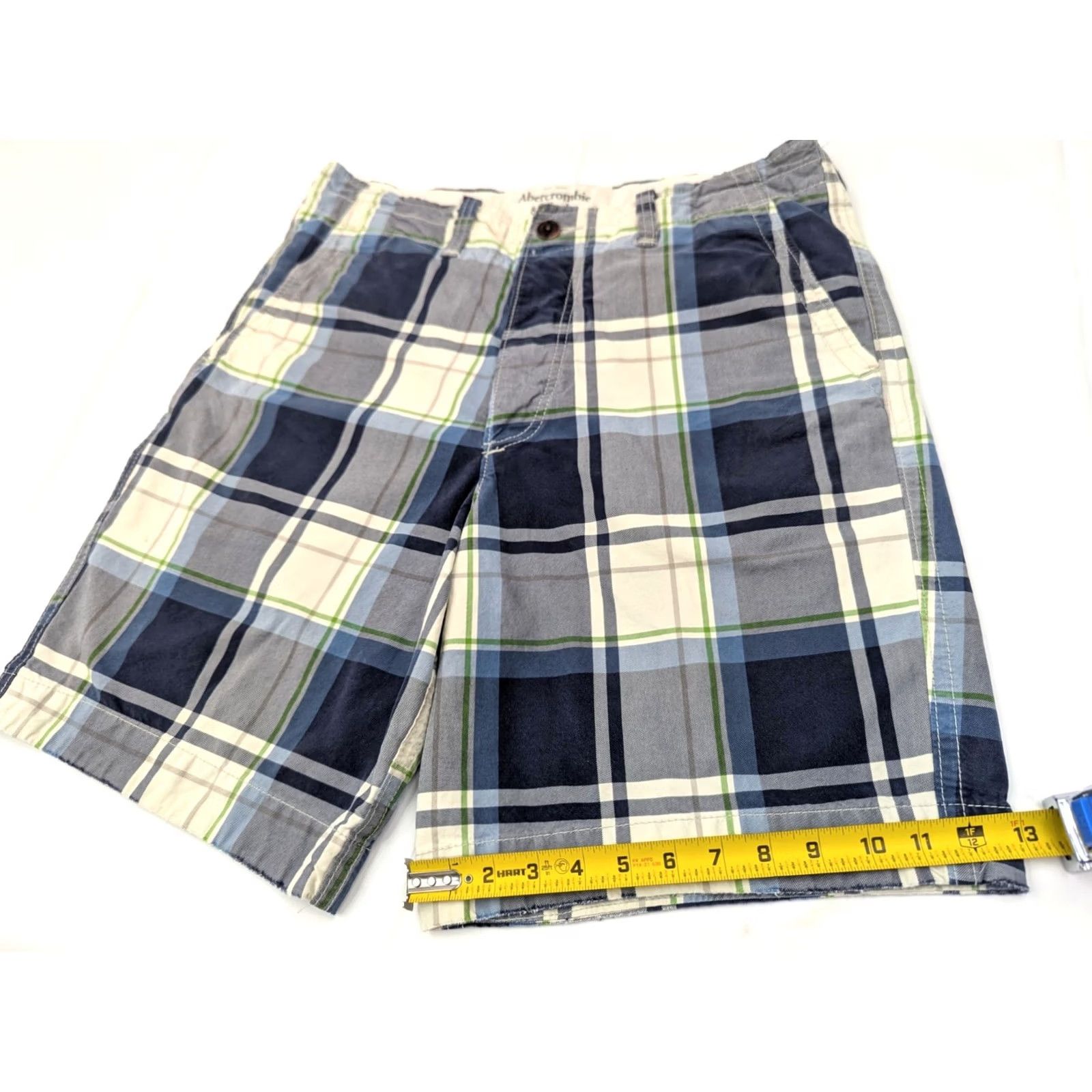 Abercrombie & Fitch Abercrombie & Fitch Heavy Cotton Plaid Shorts Bermuda, Men 35 Blue Green, 90s Grunge Cargo Pocket, Regular Fit Size US 35 - 4 Thumbnail