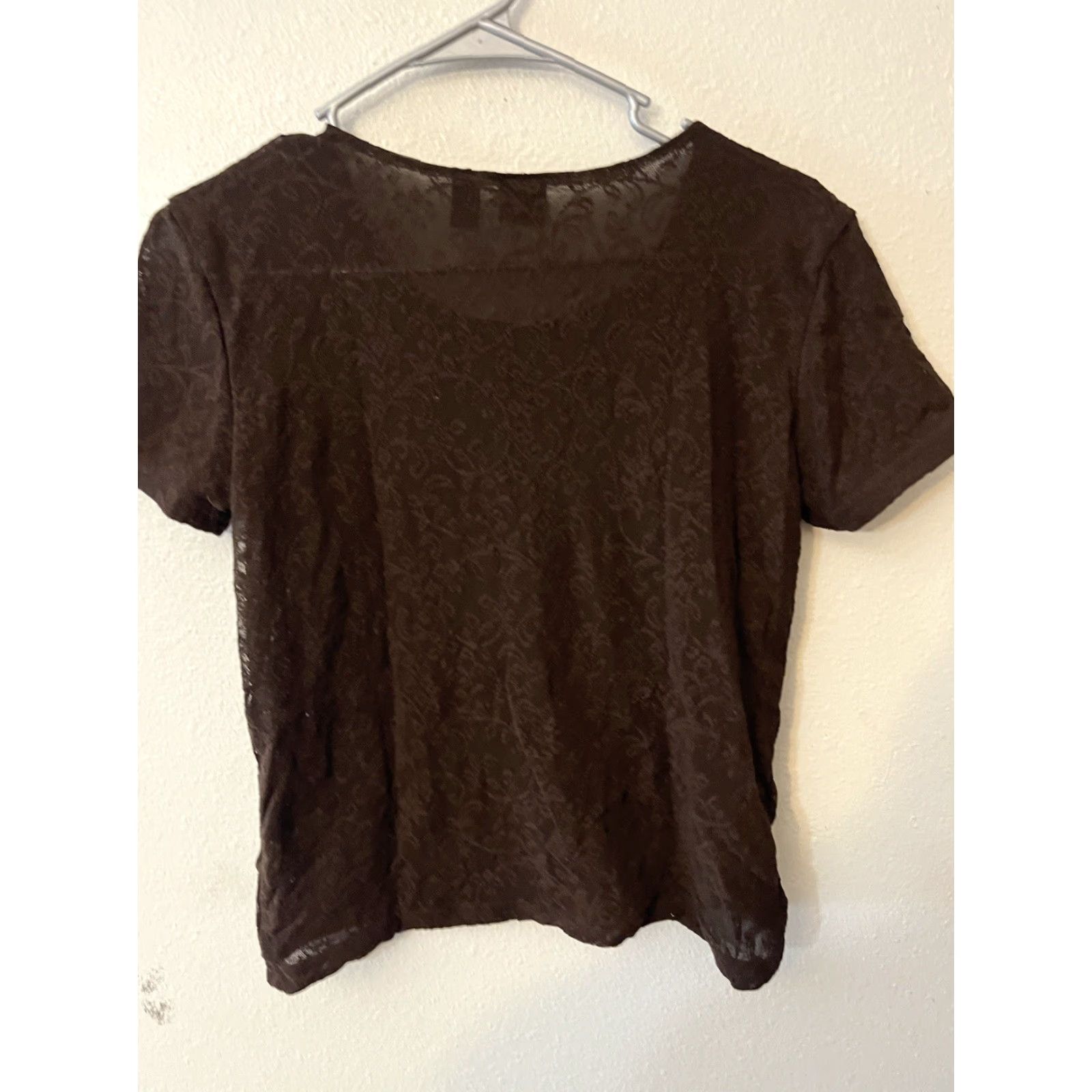 Gap GAP Brown Nylon Blend Women Tee T-Shirt Floral Lace Size Medium Shirt Women Casual Regular Fit Size M / US 6-8 / IT 42-44 - 3 Thumbnail