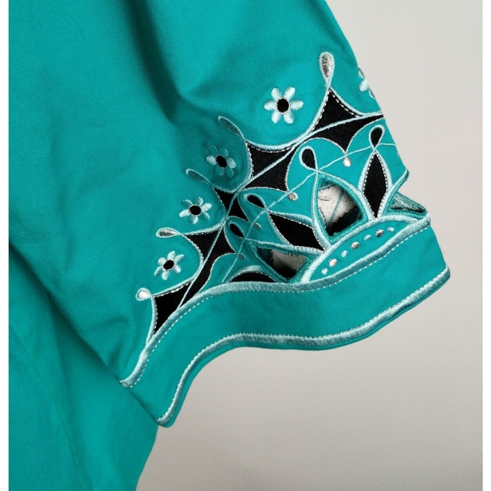Vintage Bob Mackey Jacket - 1X Teal Embroidered - Blemished Size XL / US 12-14 / IT 48-50 - 8 Thumbnail