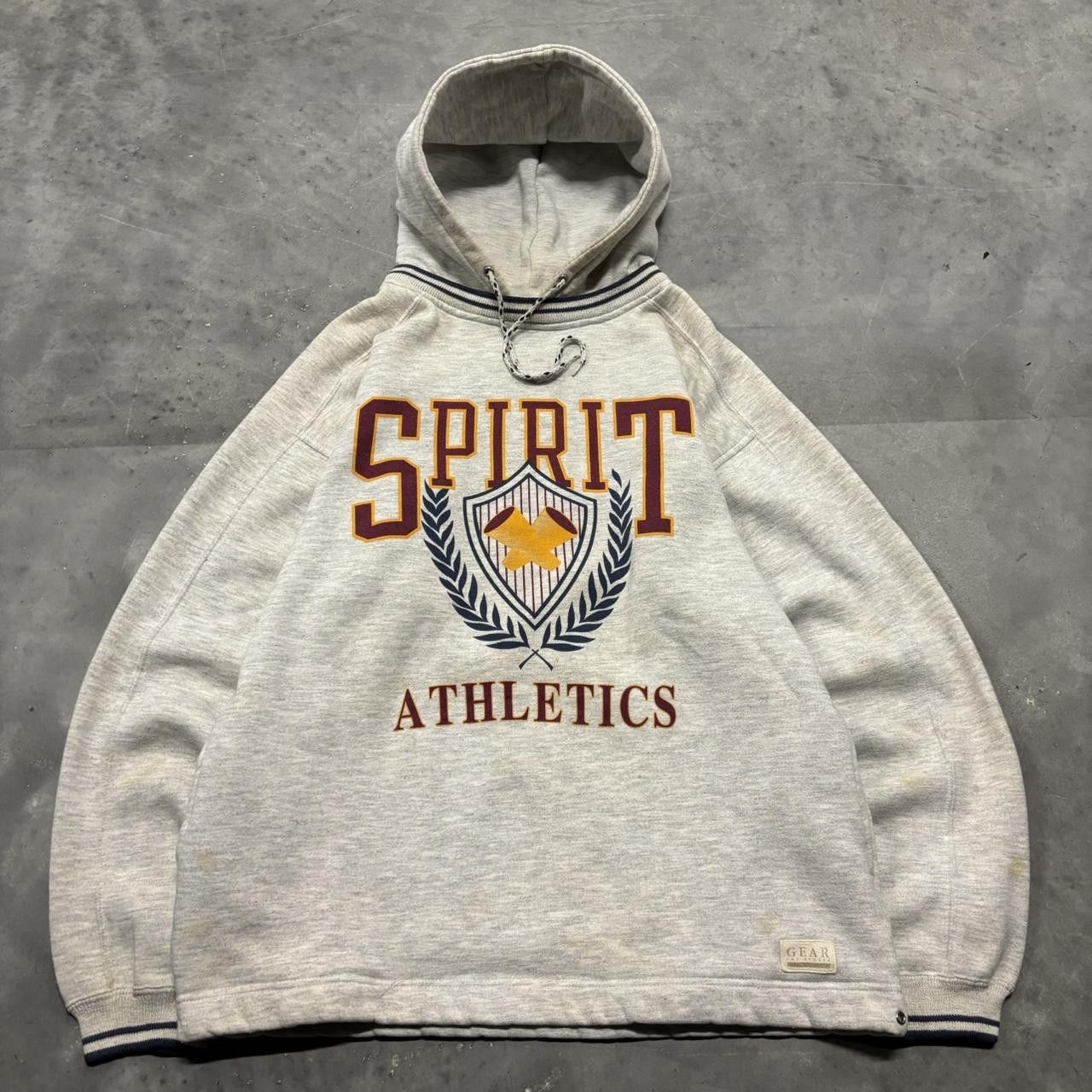 Japanese Brand × Vintage Crazy Vintage 90s Grey Spirit Athletics Spellout Hoodie! Size US M / EU 48-50 / 2 - 1 Thumbnail