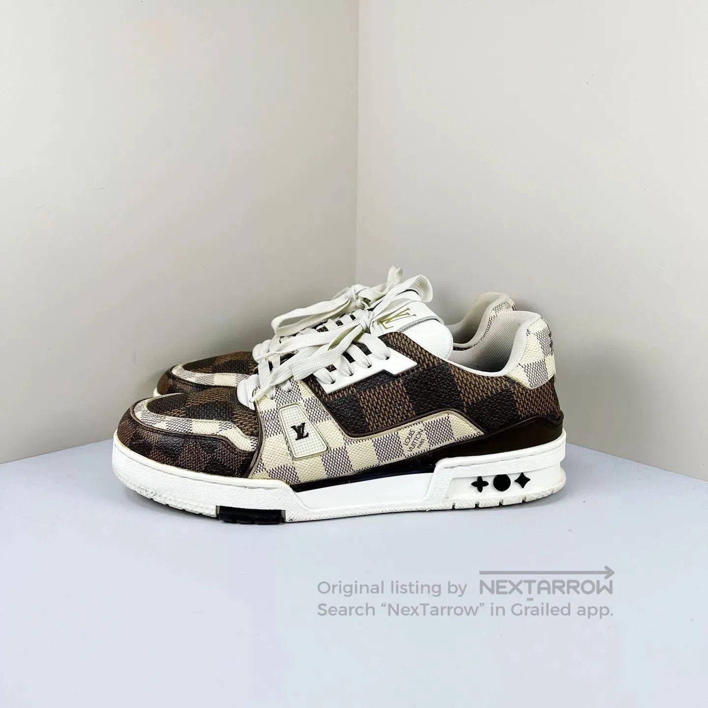 Louis Vuitton louis vuitton brown checkered trainer sneakers. Size US 8.5 / EU 41-42 - 1 Thumbnail
