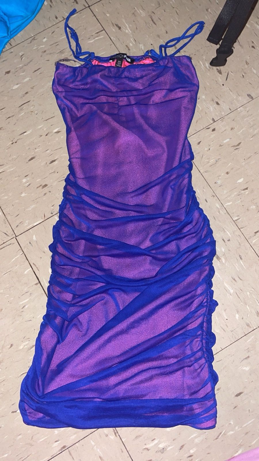 Fashion Nova Purple & Pink Mesh Mini Dress Size XS / US 0-2 / IT 36-38 - 1 Thumbnail