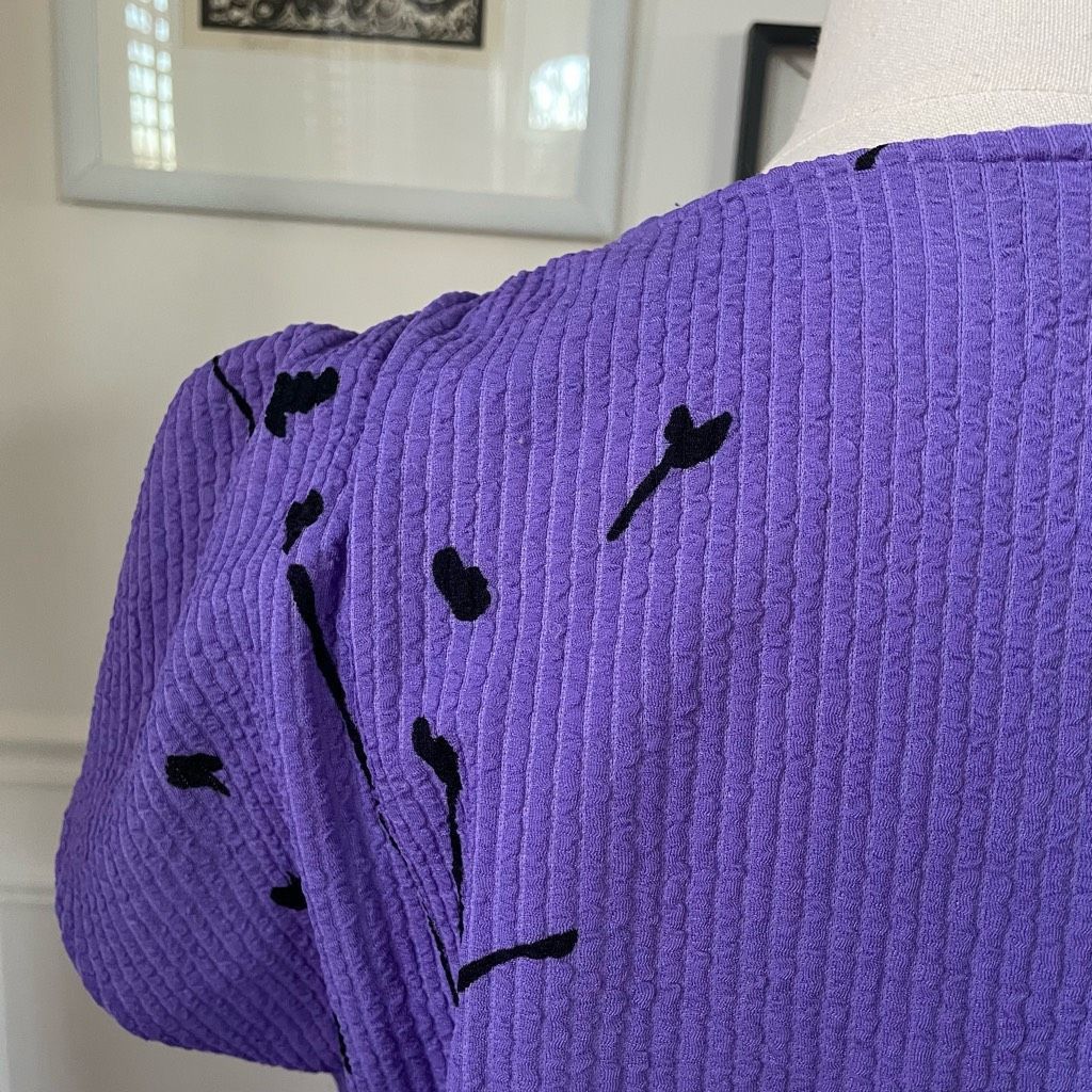 Vintage Vintage 80s Sue Brett Purple Black Cross Front Dress Abstrac Size M / US 6-8 / IT 42-44 - 3 Thumbnail