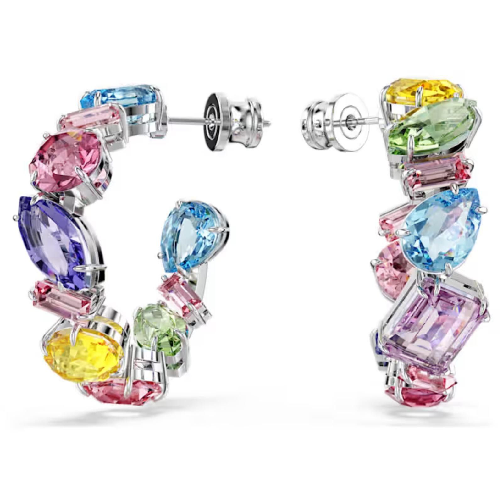 Swarovski Swarovski Gema Asymmetrical Multicolor Hoop Earrings Size ONE SIZE - 1 Thumbnail