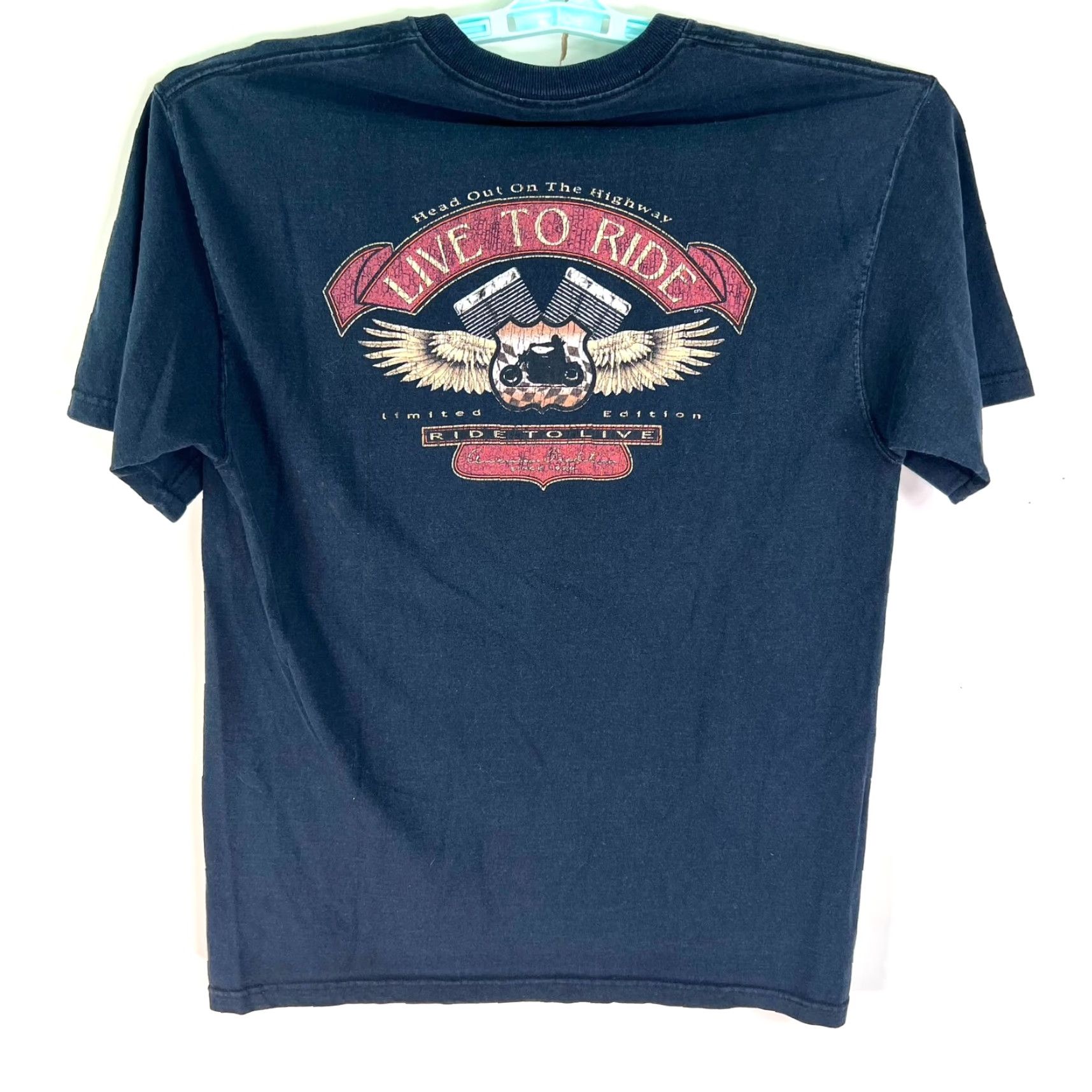 Olive Live To Ride Mendocino T Shirt Mens Size M Blue Motorcycle Graphic Tee Size US M / EU 48-50 / 2 - 5 Thumbnail