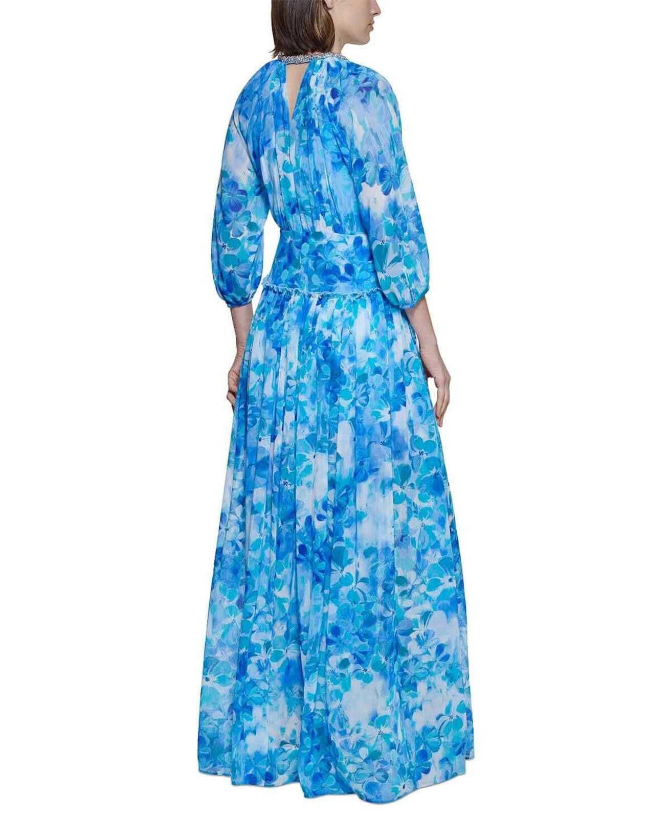 Calvin Klein Calvin Klein Floral Chiffon Embellished-Neck Maxi Dress Size L / US 10 / IT 46 - 2 Thumbnail