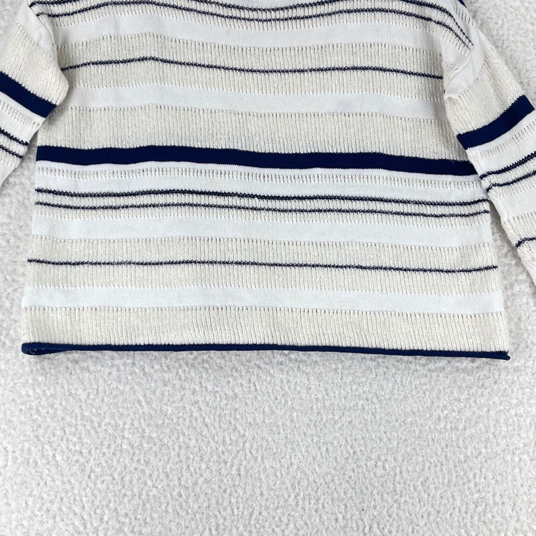Lou & Grey Lou & Grey Sweater Womens XS Ivory Blue Striped Long Sleeve Knit Pullover Size XS / US 0-2 / IT 36-38 - 6 Thumbnail