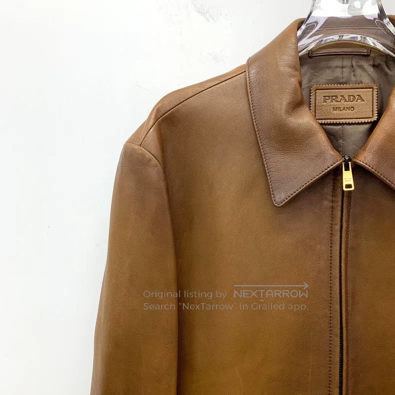 Prada Prada Brown sheepskin lapel zipper long-sleeved leather ja Size US M / EU 48-50 / 2 - 3 Thumbnail