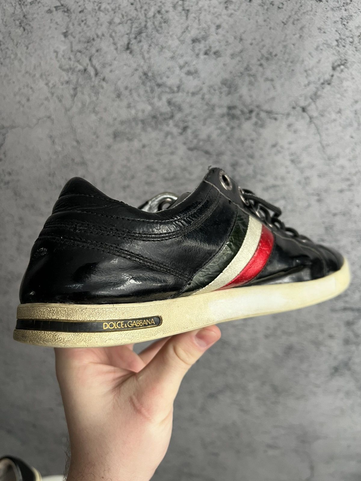 Dolce & Gabbana Vintage Dolce&Gabbana Patent Leather Low Top Sneakers DG Y2K Size US 9 / EU 42 - 17 Thumbnail