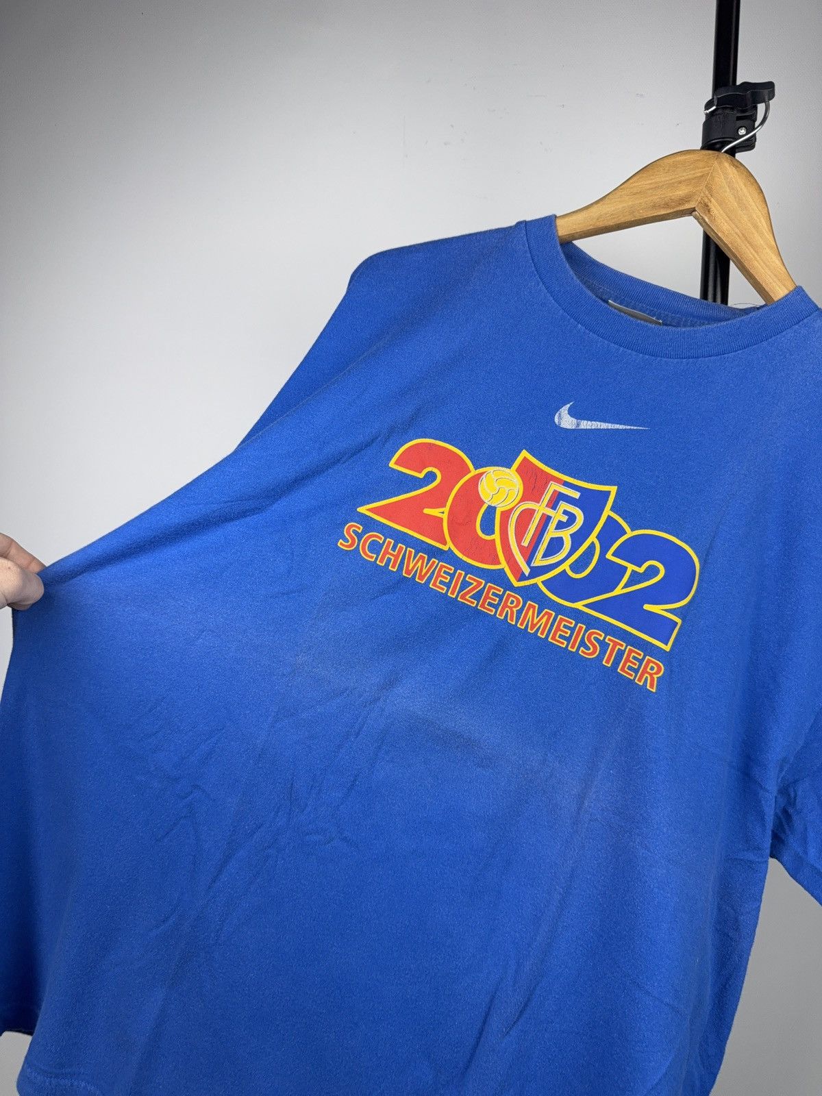 Nike Nike FC Basel 2002 Schweizermeister Soccer Faded T Shirt XL Size US XL / EU 56 / 4 - 5 Thumbnail