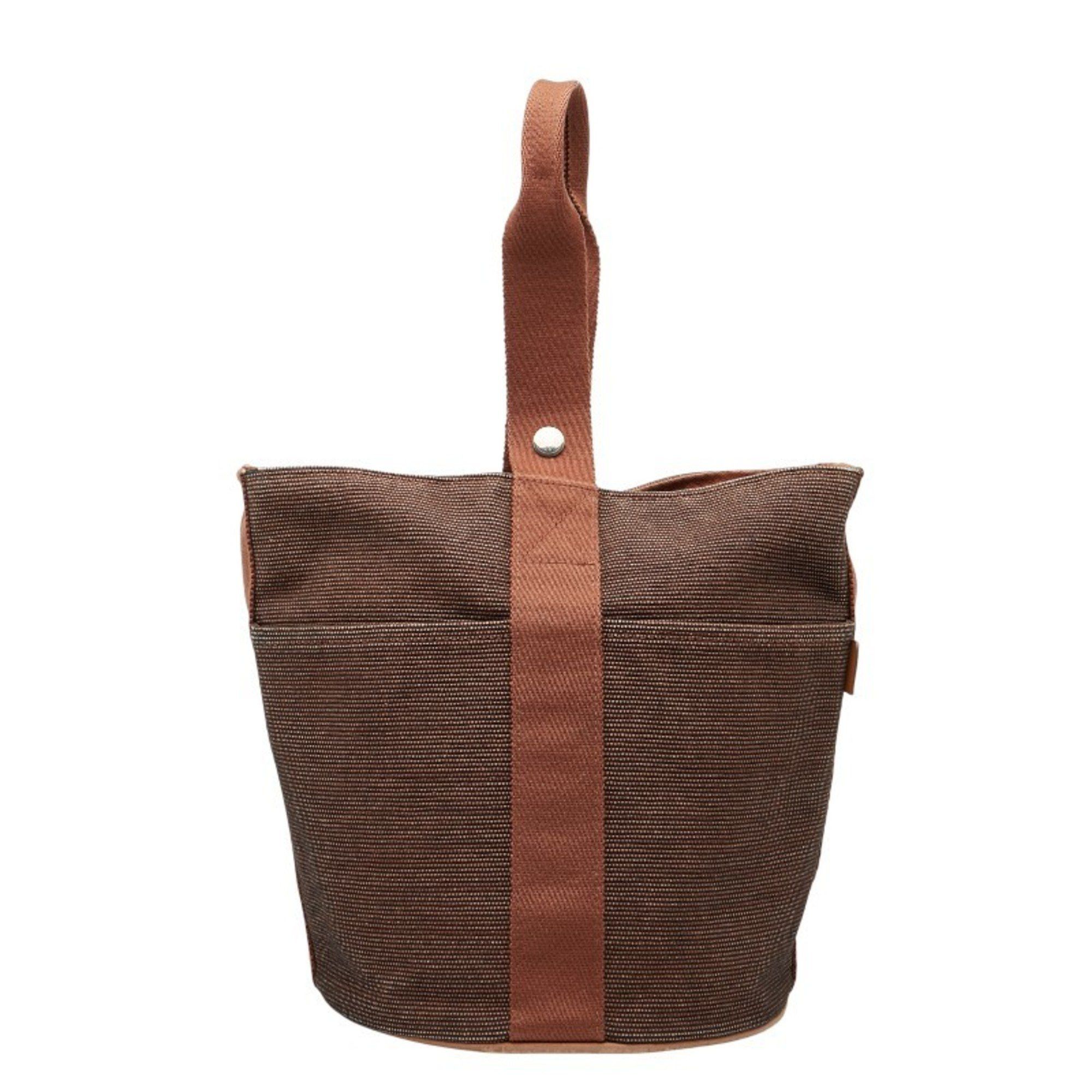 Hermès Saxo MM Handbag Brown Canvas and Leather Women's HERMES