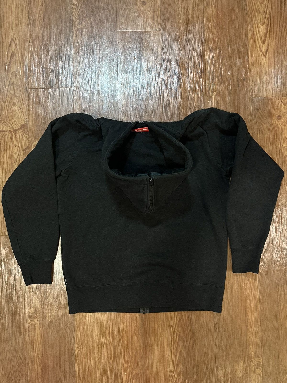 Hypebeast Supreme Split Hood Zip Up Sweater FW16 Black Rare Hoodie Size US L / EU 52-54 / 3 - 4 Thumbnail