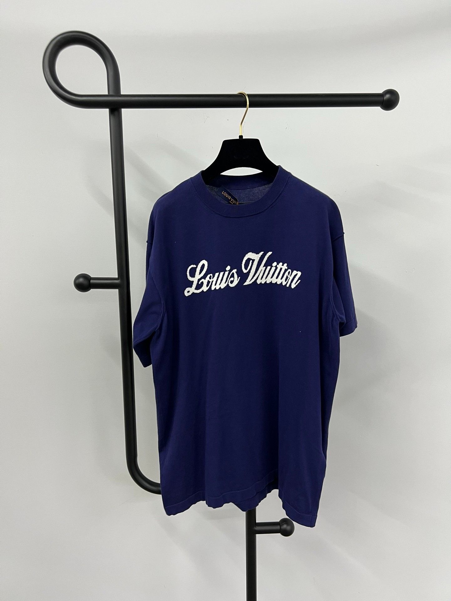 Louis Vuitton LV Blue Letter Print Knit T-Shirt Size US M / EU 48-50 / 2 - 1 Thumbnail