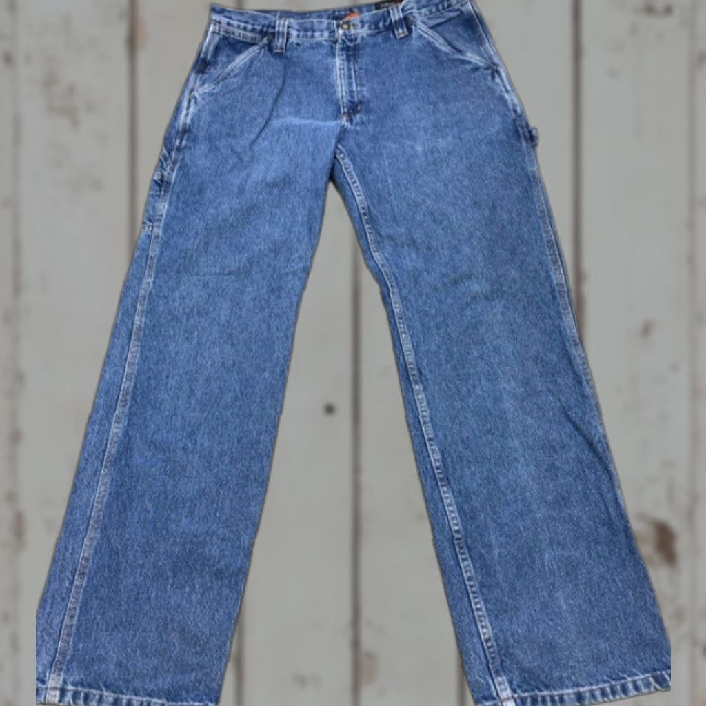 Jeep Jeep Jeans Men's 36x34 Blue Denim Relaxed Fit Straight Leg HT Carpenter Jeans - 5-Pocket Design, Regular, 36x34, Cotton Denim, Denim, Jeep, Men Size US 36 / EU 52 - 1 Thumbnail