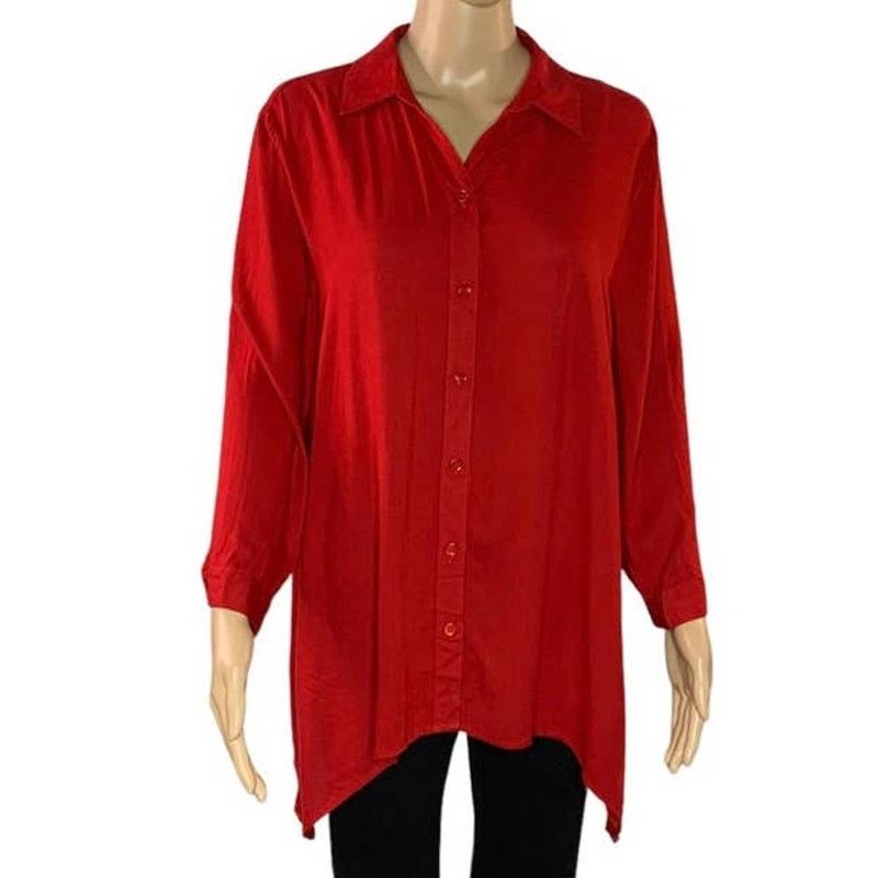 Chicos Chicos Women's Size 1 US 8 Top Tunic Asymmetrical Red NEW Size M / US 6-8 / IT 42-44 - 1 Thumbnail