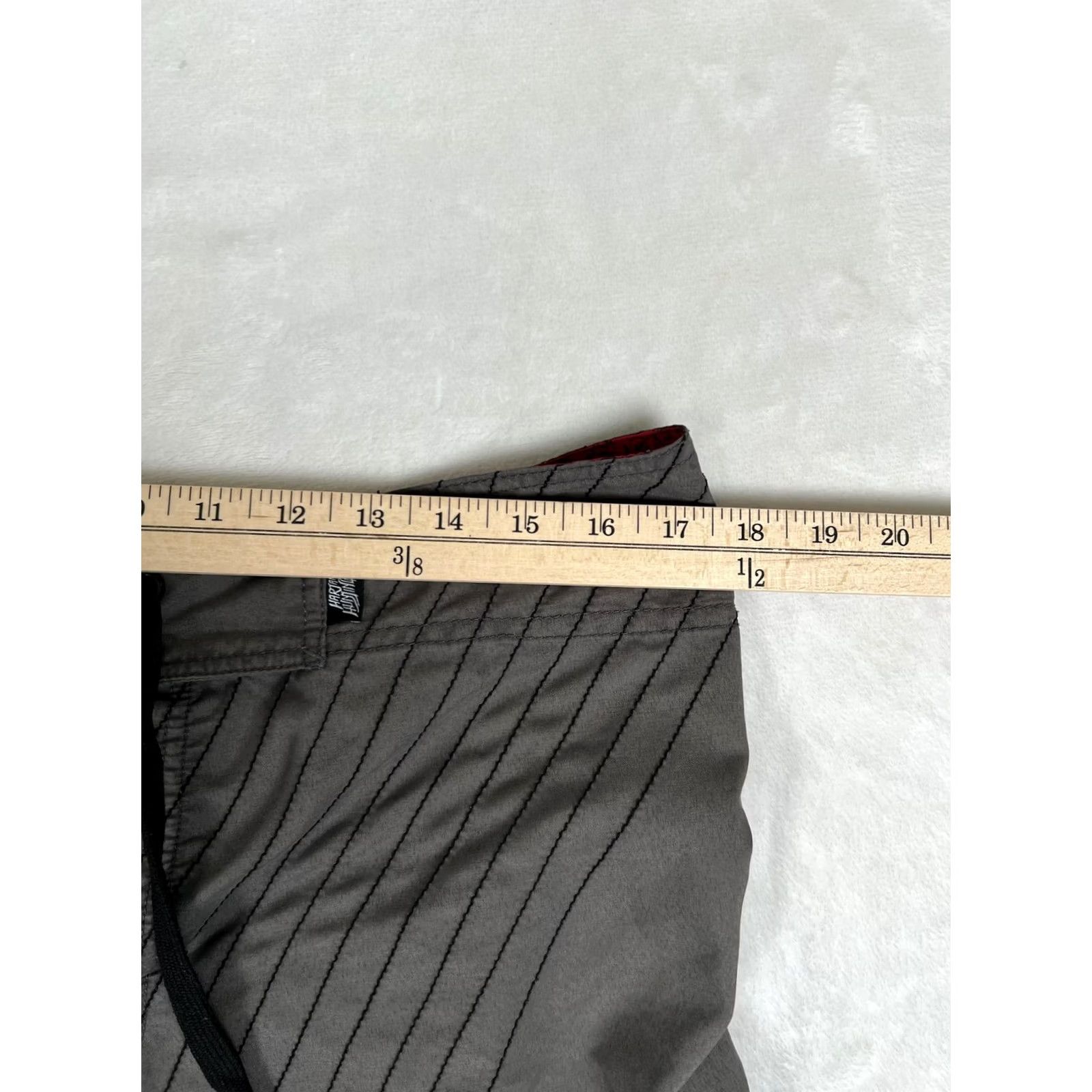 Vintage Hart & Huntington Board Shorts Mens 34 Gray Swim Trunks Surf Skate Graphic Striped Pockets Drawstring Size US 34 / EU 50 - 3 Thumbnail