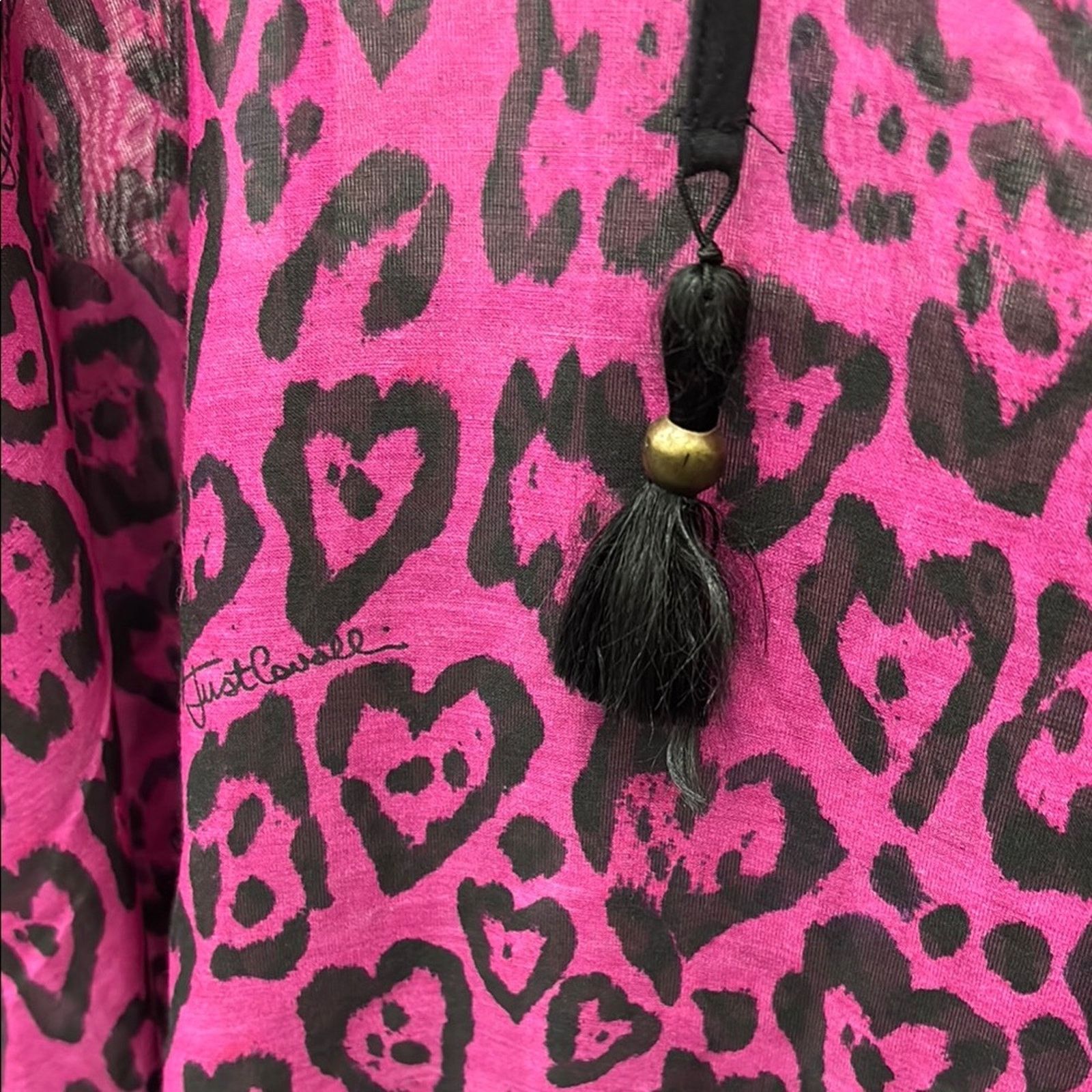 Just Cavalli NWT Just Cavalli Fuchsia Leopard kaftan cover up beachwear S Size ONE SIZE - 8 Thumbnail