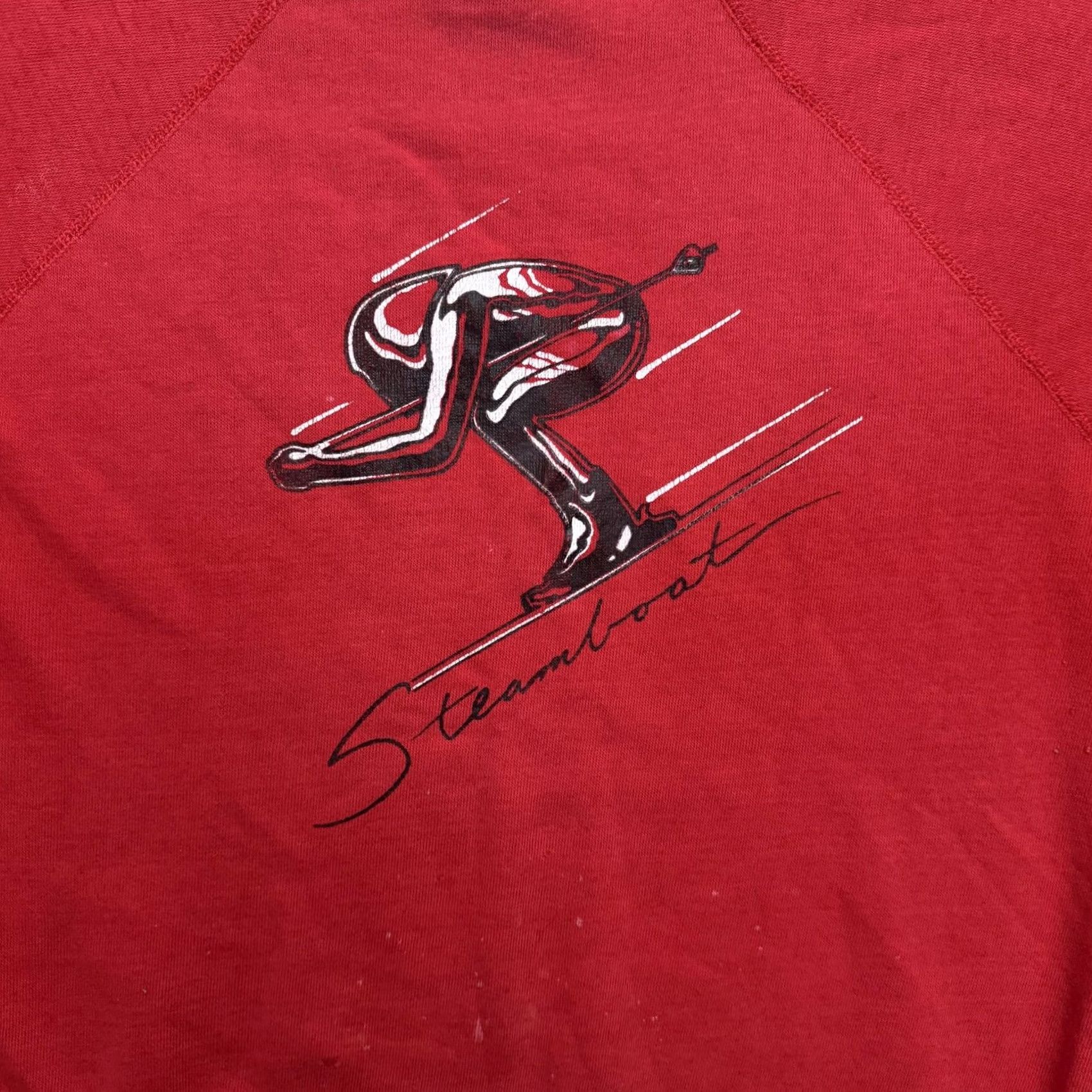 Vintage VINTAGE Steamboat Ski Sweatshirt Mens Medium Red Graphic Fleece Raglan Pullover Size US M / EU 48-50 / 2 - 2 Thumbnail