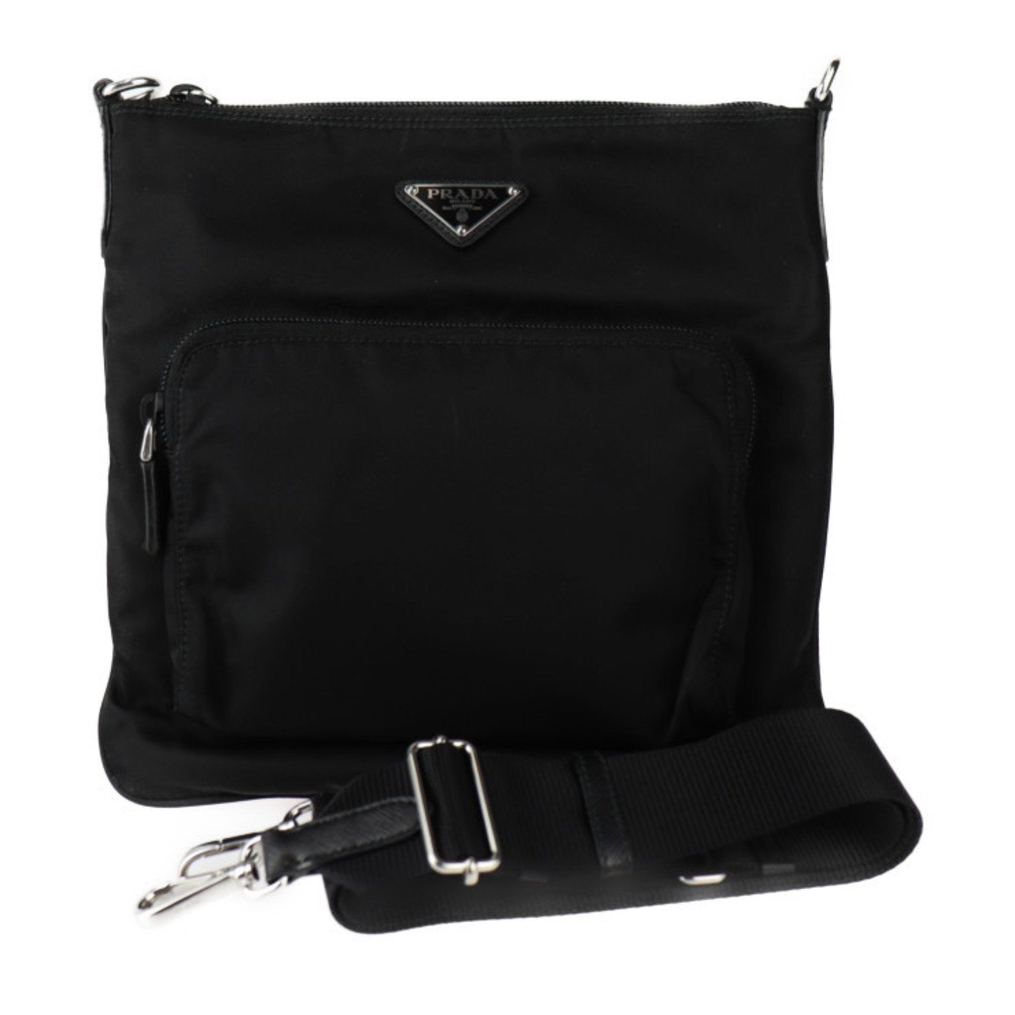 Prada Triangle Shoulder Bag 1Bh716 Nylon Black Crossbody 2409053010024R1, Women's