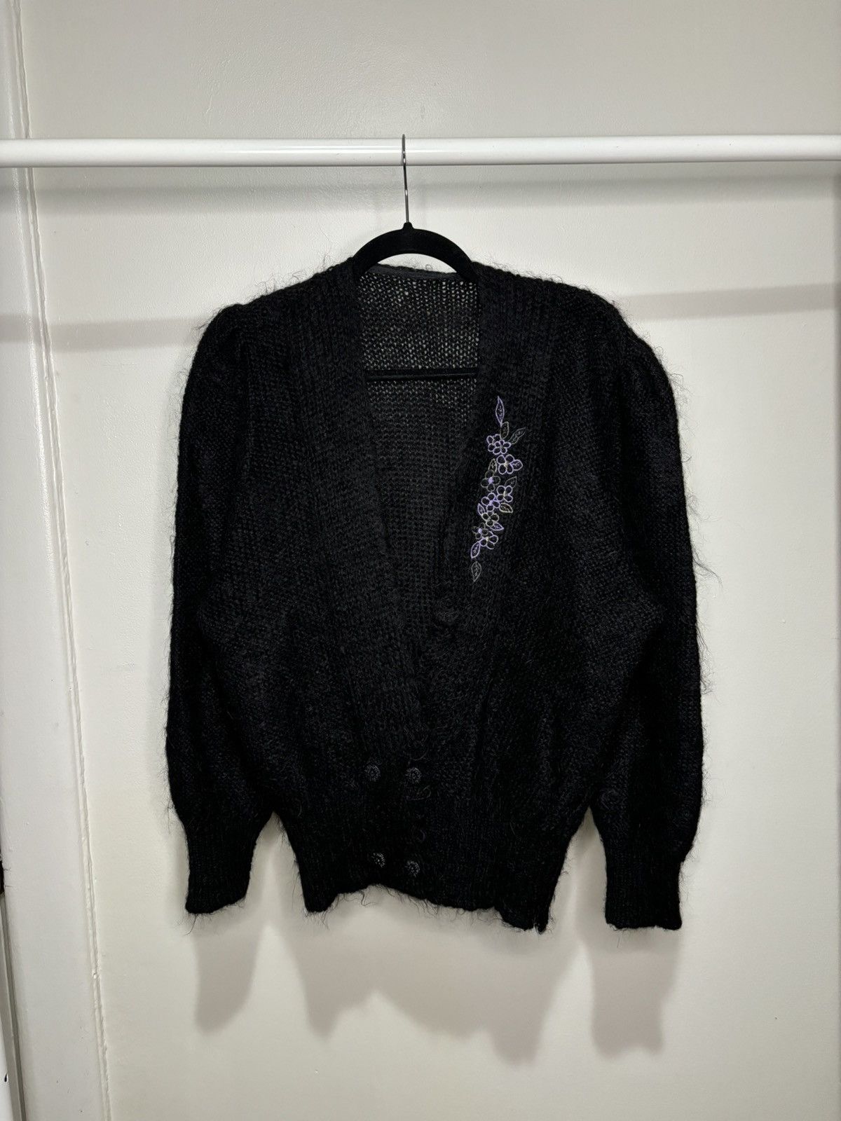 Vintage Vintage 1990s Black Mohair Cardigan Sweater Size M / US 6-8 / IT 42-44 - 1 Thumbnail