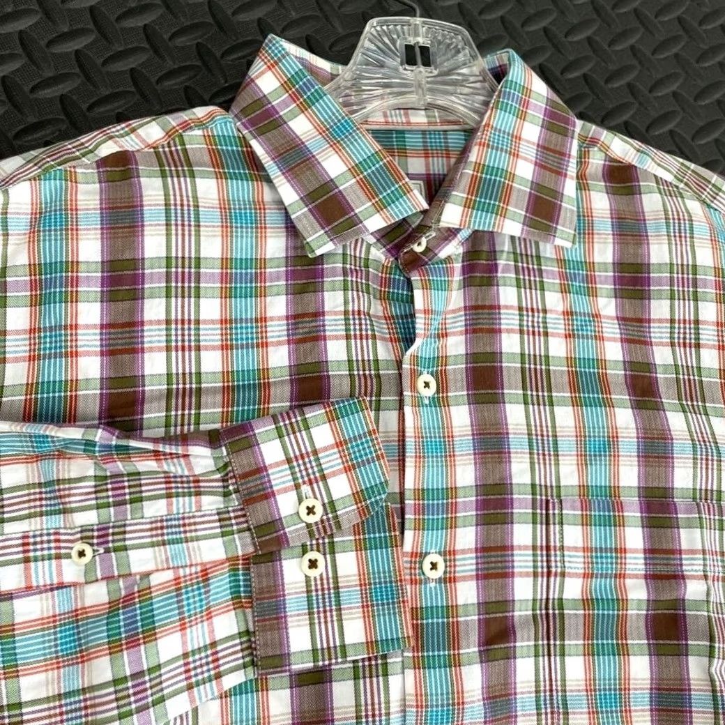 Peter Millar Peter Millar Brown Multi Color Button Up Dress Shirt Men's Casual Wear Size L Size US L / EU 52-54 / 3 - 2 Thumbnail