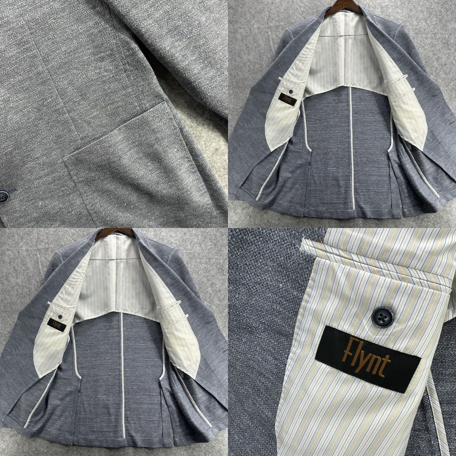 Vintage VINTAGE Flynt Blazer Mens 42 Long Gray Linen Nylon Unstructured Sport Coat Jacket Pockets Size 42R - 8 Thumbnail