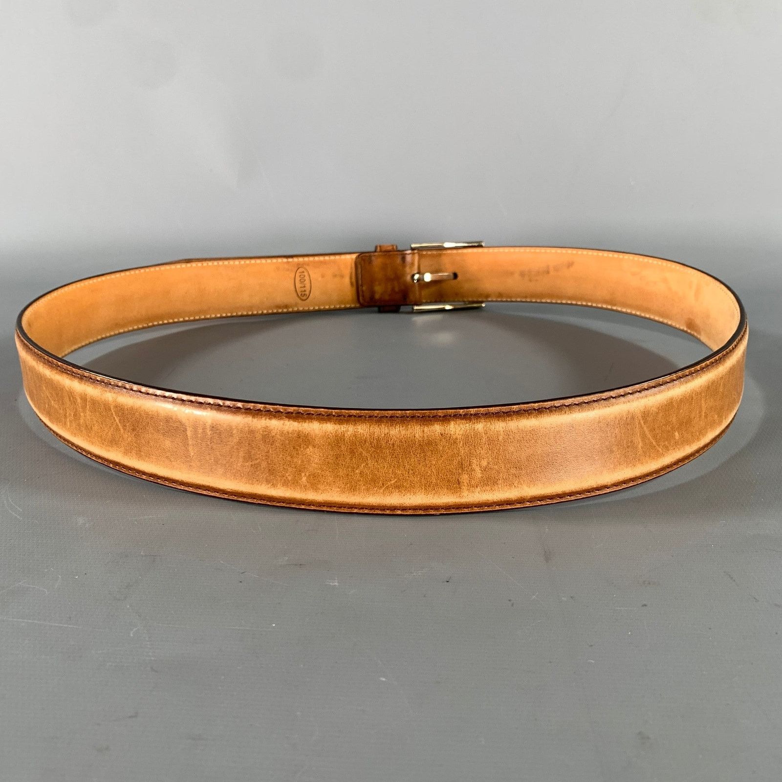 Sutor Mantellassi SUTOR MANTELLASSI Size 38 Camel Distressed Leather Belt Size 38 - 3 Thumbnail