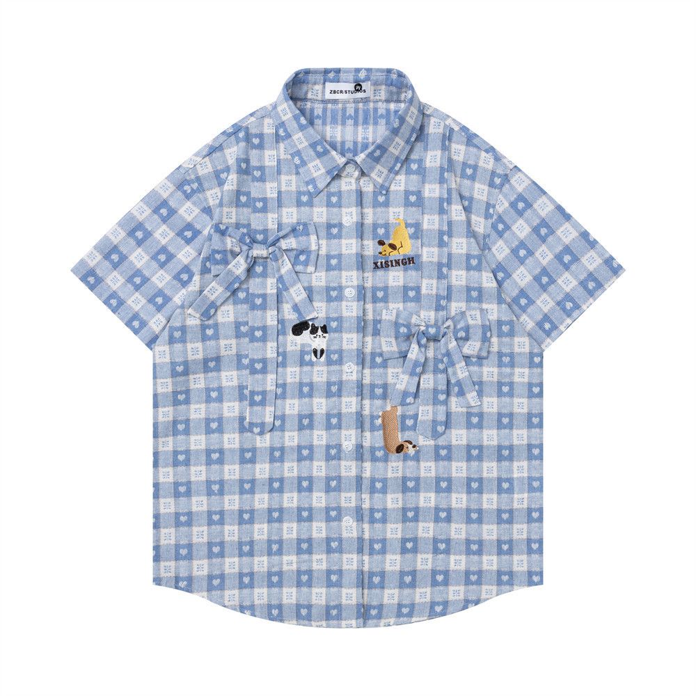 Japanese Brand Men's Casual Hip-Hop Cartoon Plaid Shirt Size US M / EU 48-50 / 2 - 1 Thumbnail