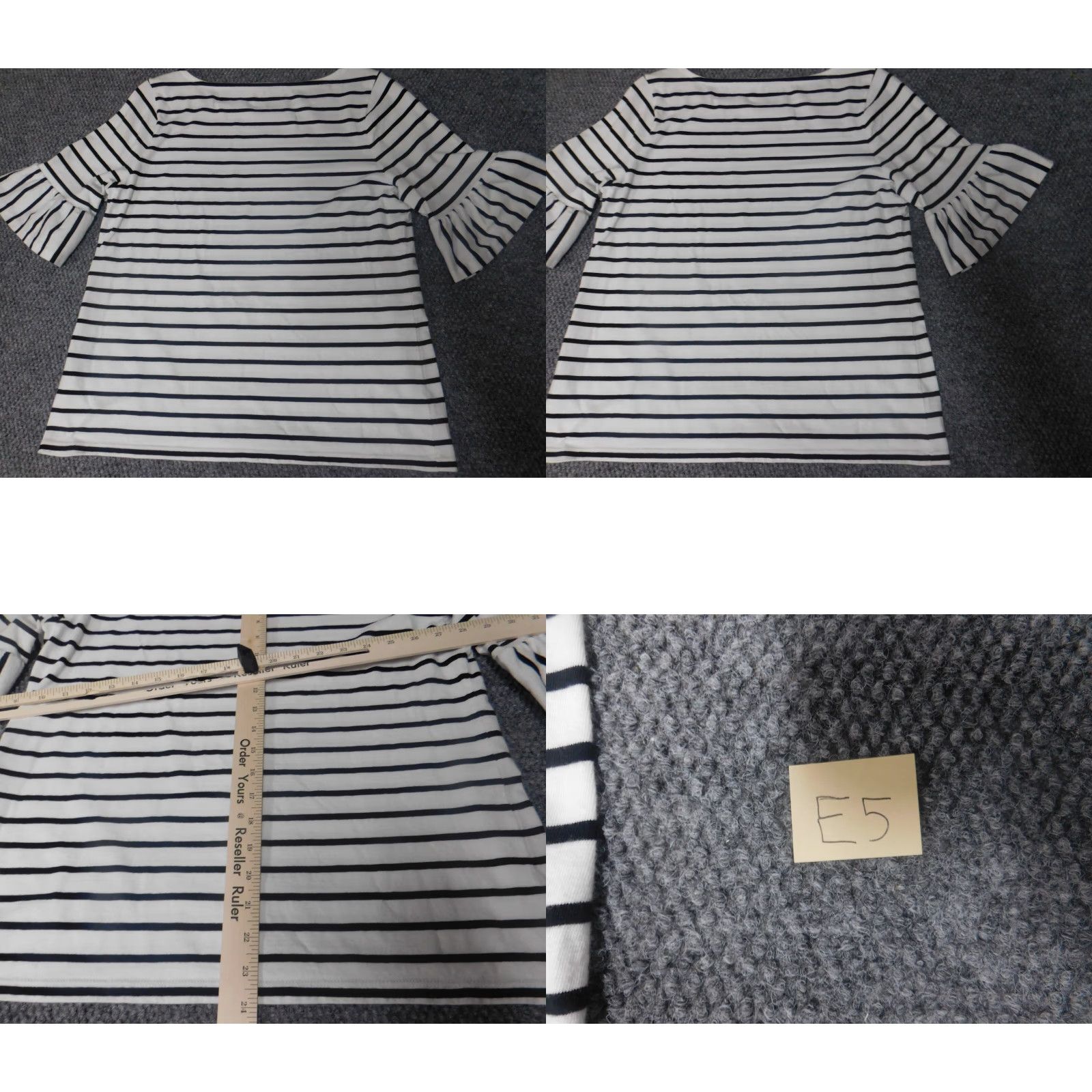 Talbots Talbots Blouse Shirt XL White Striped Bell Sleeve Round Neck Pullover Ruffle Cotton Women's Regular Basic casual Size XL / US 12-14 / IT 48-50 - 8 Thumbnail