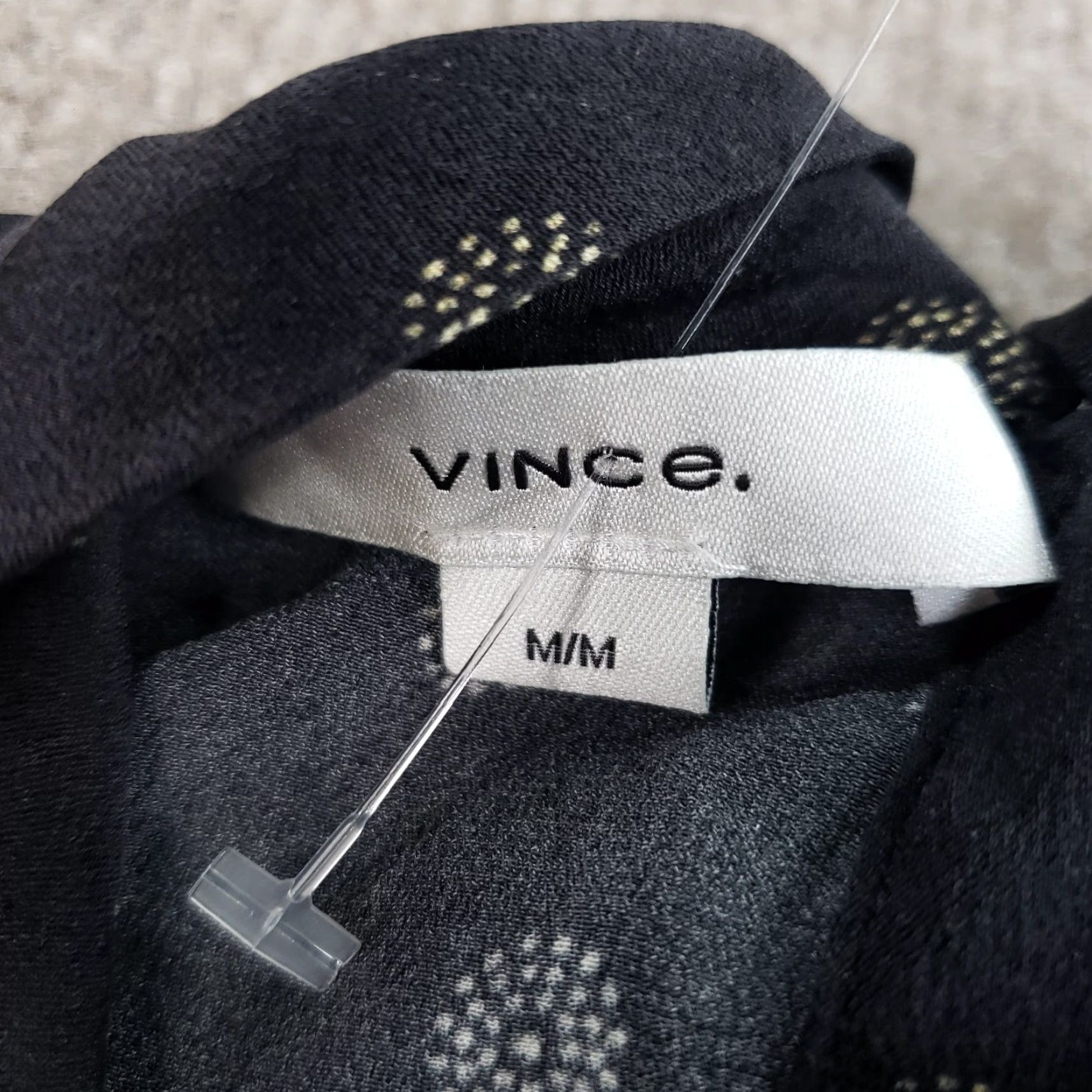 Vince Vince Shirt Womens L Black Silk Blouse Geometric Lightweight Pullover Casual All Seasons Sheer Stretch Size L / US 10 / IT 46 - 5 Thumbnail