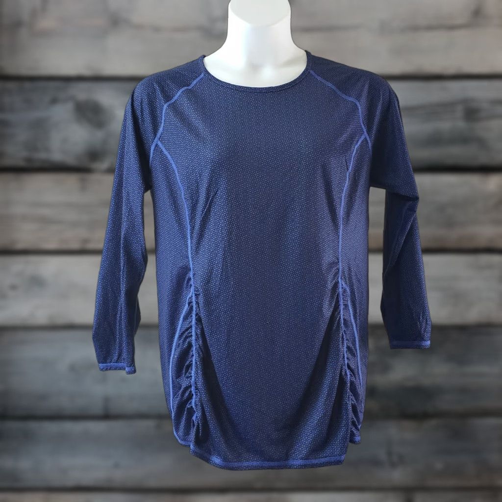 Lands' End Lands End Sport Womens Top 1X Blue Black Ruched Shirt Pullover Activewear Casual Size XL / US 12-14 / IT 48-50 - 1 Thumbnail