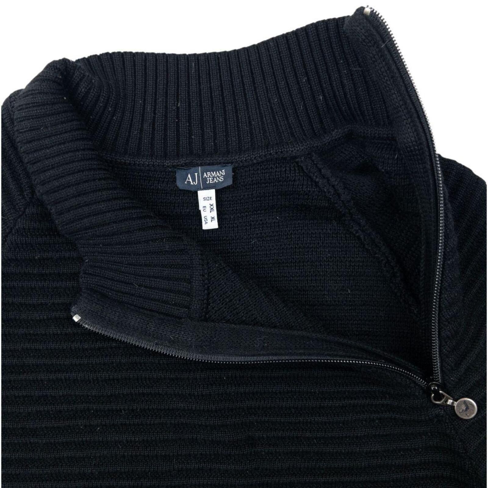 Other Vintage Armani Jeans Asymmetric Q Zip Ribbed Knit Jumper L Size US L / EU 52-54 / 3 - 5 Thumbnail