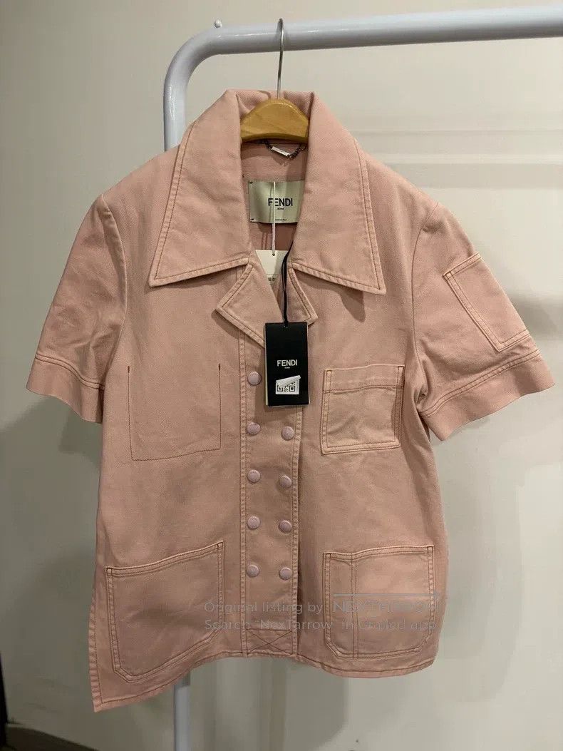 Fendi Light Pink Denim Short Sleeve Jacket