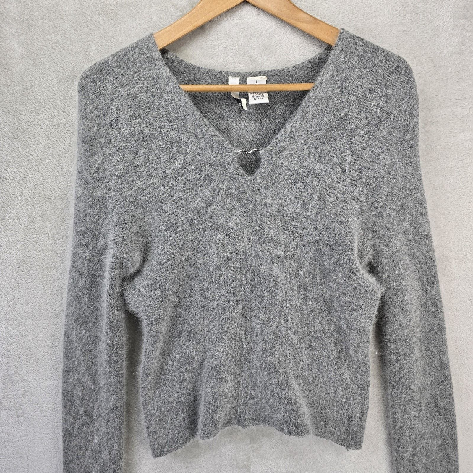 Other Twiggy Womens Too Small Gray Angora Rabbit Hair Wool Sweater Size S / US 4 / IT 40 - 2 Thumbnail