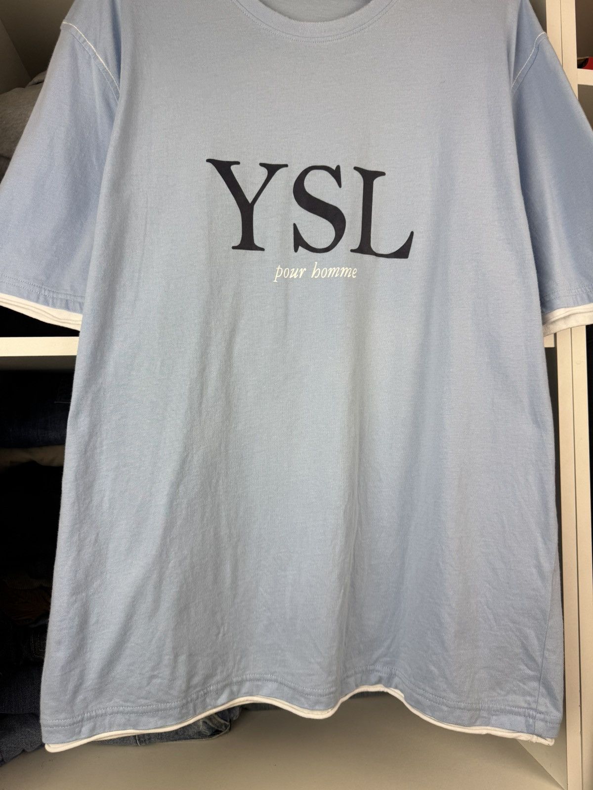 Yves Saint Laurent Yves Saint Laurent YSL Pour Homme Big logo T-shirt Size US XL / EU 56 / 4 - 12 Thumbnail