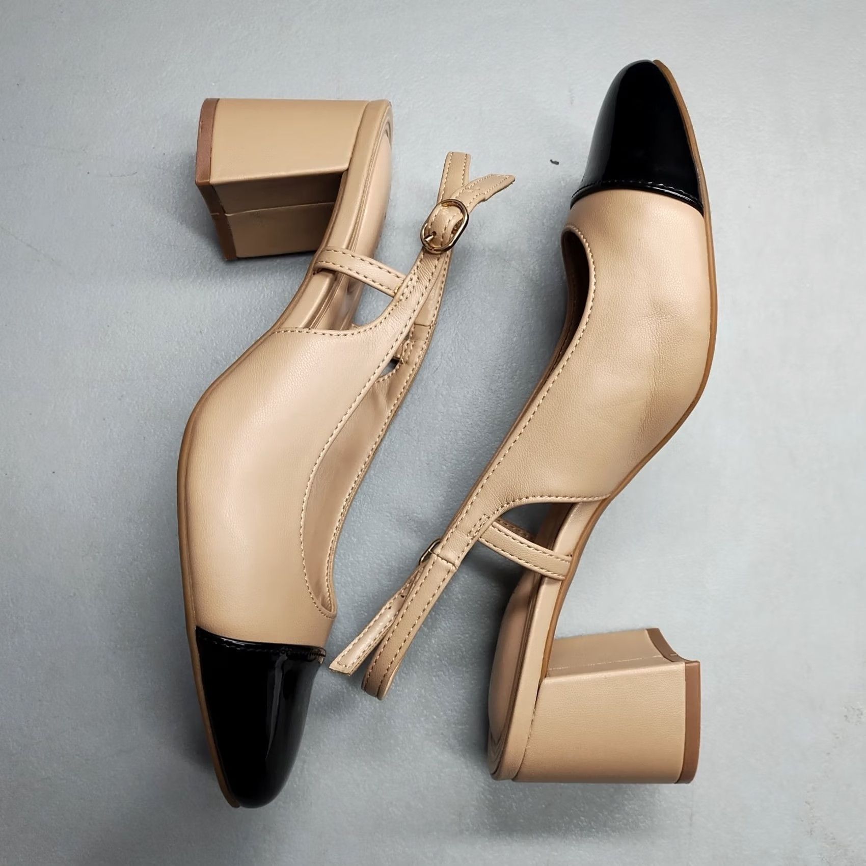 Vintage Kelly & Katie Eliana Slingback Pump Womens US 7M Brown & Black Ankle Buckle Strap SlIp On Heel Size US 7 / IT 37 - 3 Thumbnail