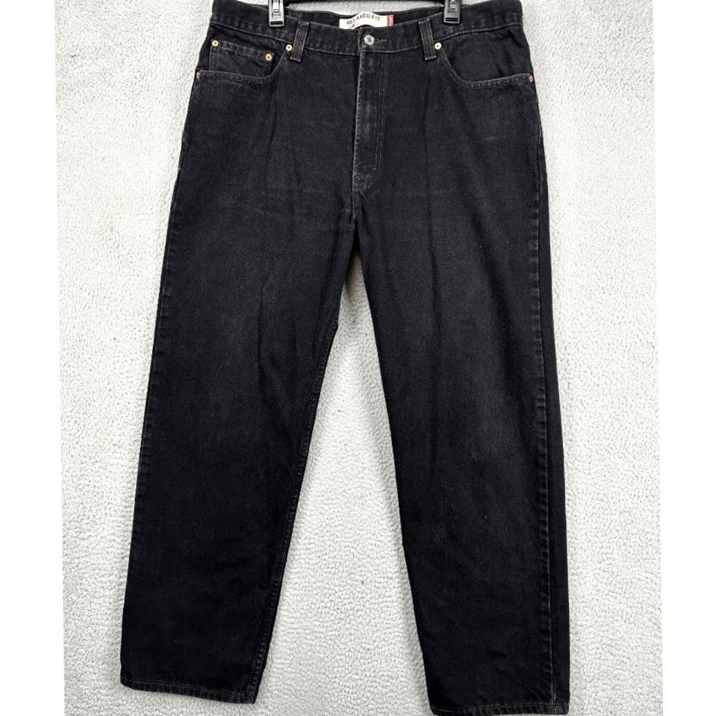 Levi's VINTAGE Levis 550 Relaxed Straight Jeans Mens 40X32 Black Red Tab 5 Pocket Denim Pants Size US 40 / EU 56 - 2 Thumbnail
