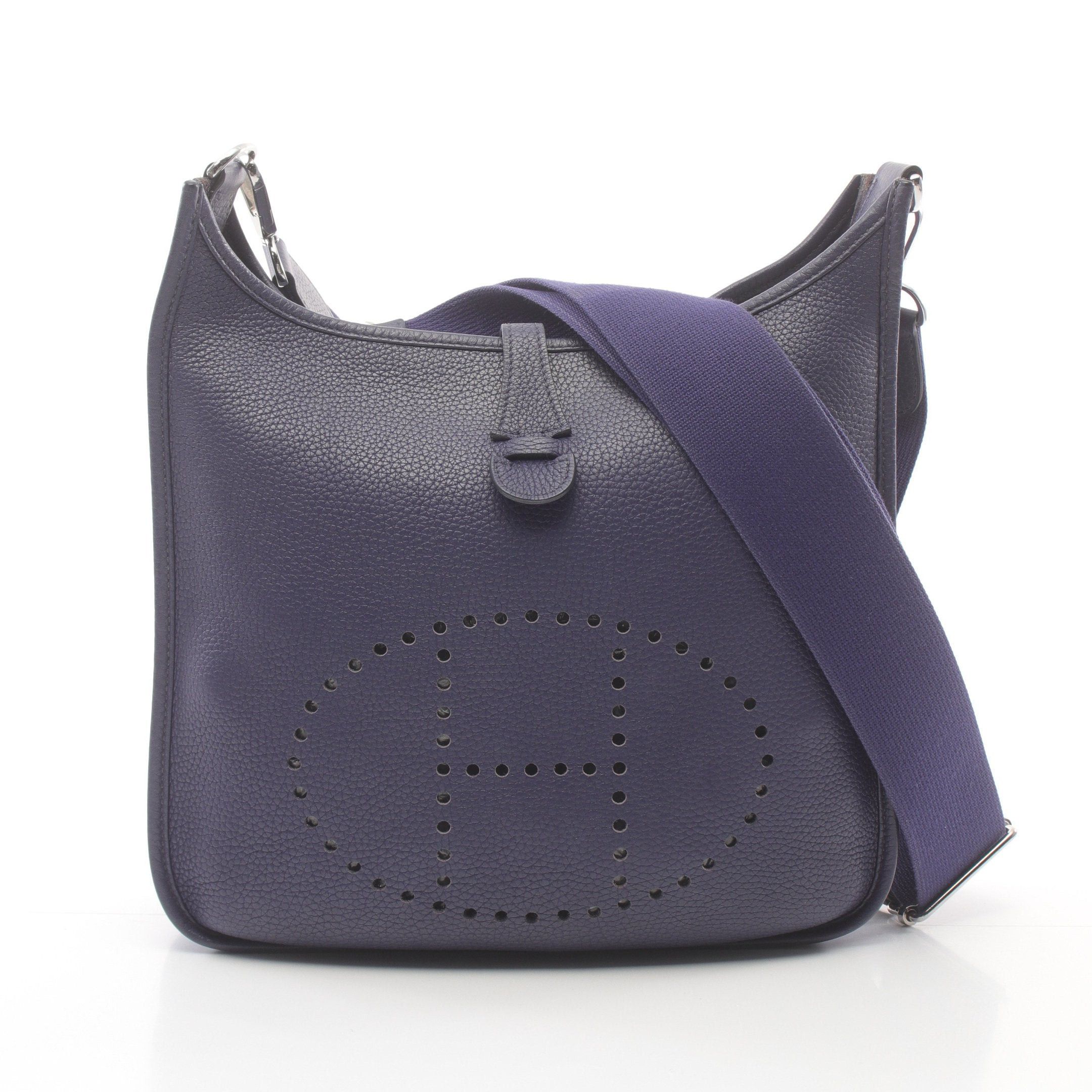 Hermes Hermes Evelyn 3 Troyes Pm Blue Saphir Shoulder Bag Clemence Leather Dark Silver Hardware D Stamp Size ONE SIZE - 1 Thumbnail