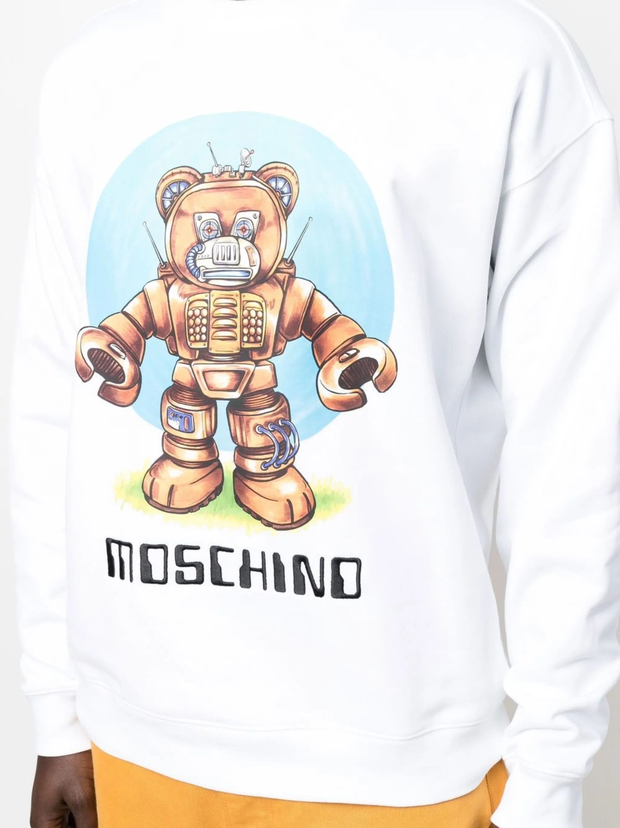 Moschino o1y0225 Logo Crewneck Sweatshirt in White Size US L / EU 52-54 / 3 - 2 Thumbnail