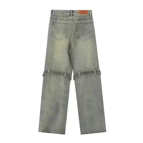 VIBE Y2k knee button grey washed jeans Size US 34 / EU 50 - 3 Thumbnail
