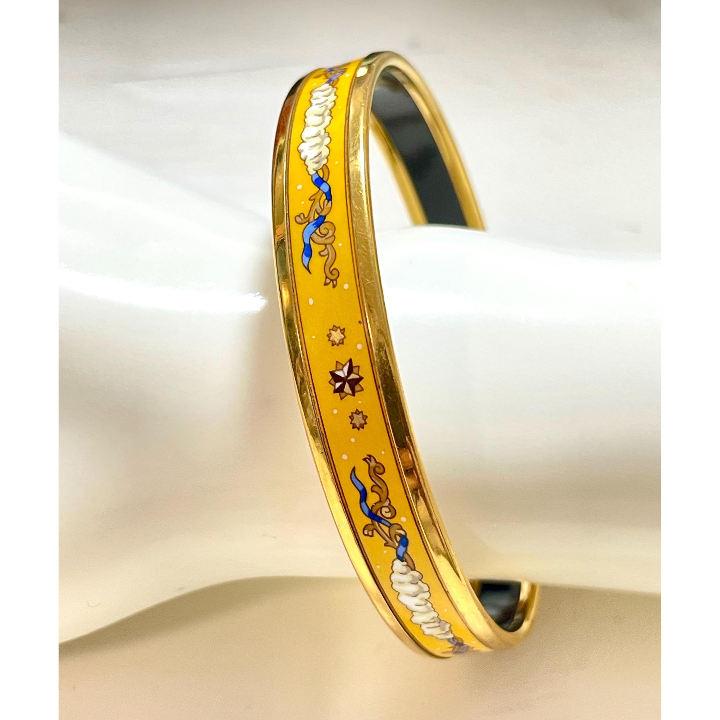 Hermes Vintage Hermes yellow cloisonne enamel bangle with star Size ONE SIZE - 8 Thumbnail