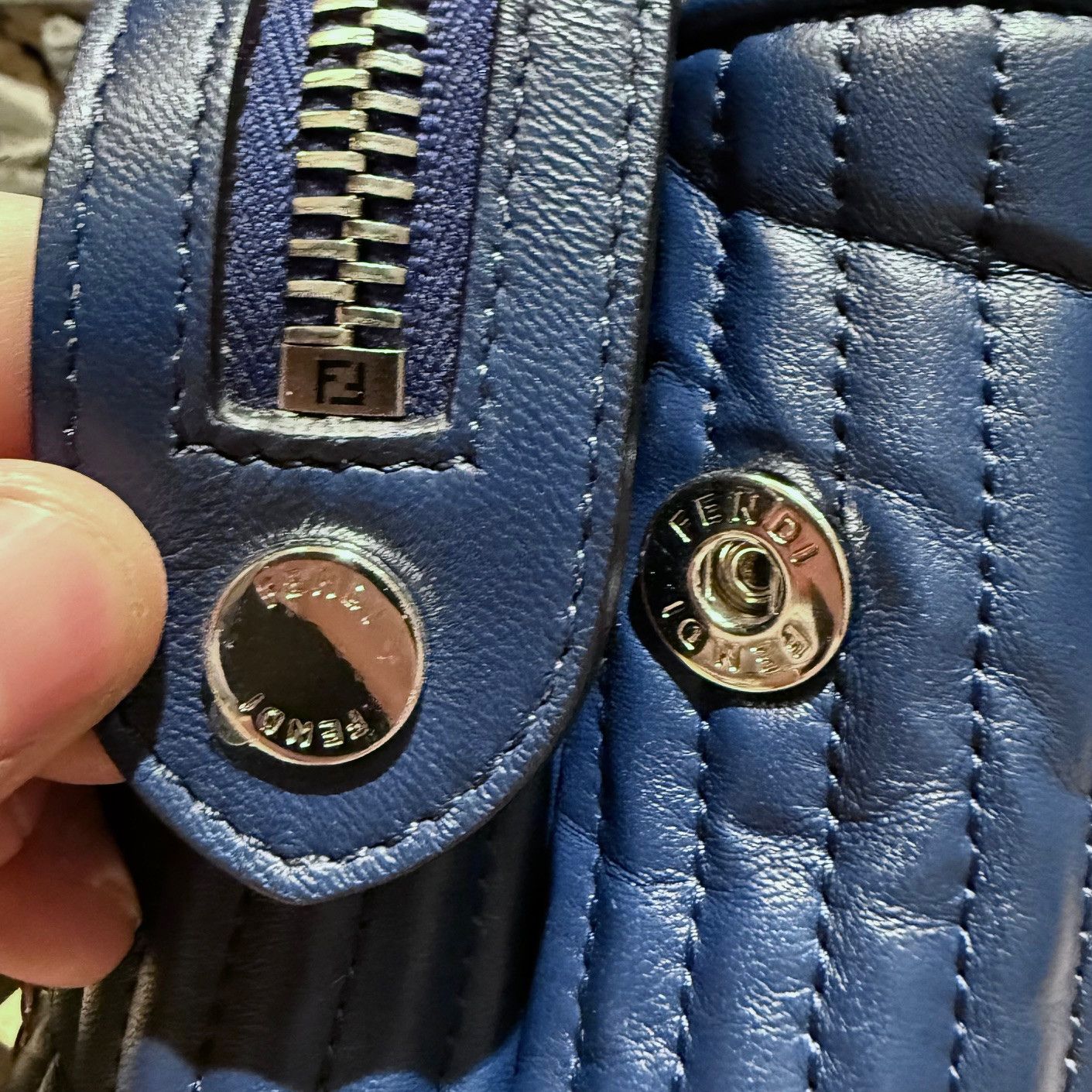 Fendi Fendi Navy Blue Leather DotCom Small Chain Bag W/ Bug Charm Size ONE SIZE - 9 Thumbnail