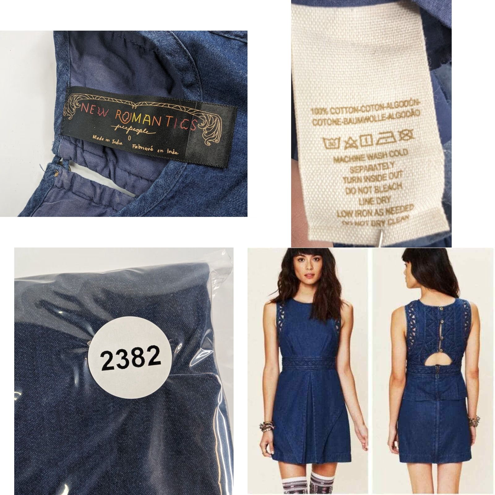 Free People Free People Mini Dress New Romantics Highland Lattice Denim Wash Blue Size 0 Sleeveless Round Neck Button Front Casual Short Dress Womens Size XS / US 0-2 / IT 36-38 - 8 Thumbnail