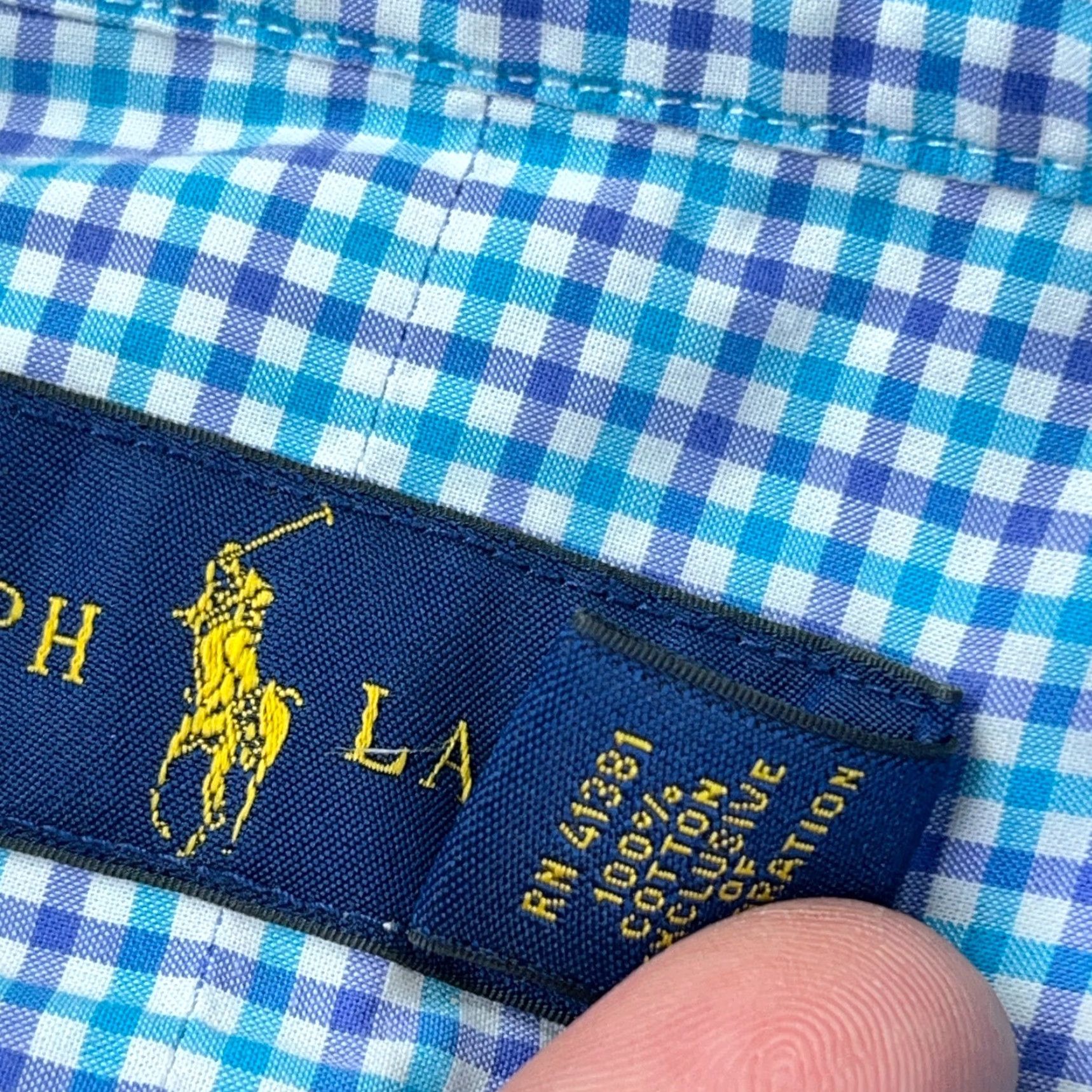 Ralph Lauren Ralph Lauren Shirt Men XL Blue Purple Button Up Tattersall Plaid Poplin Dress LS Size 46R - 7 Thumbnail