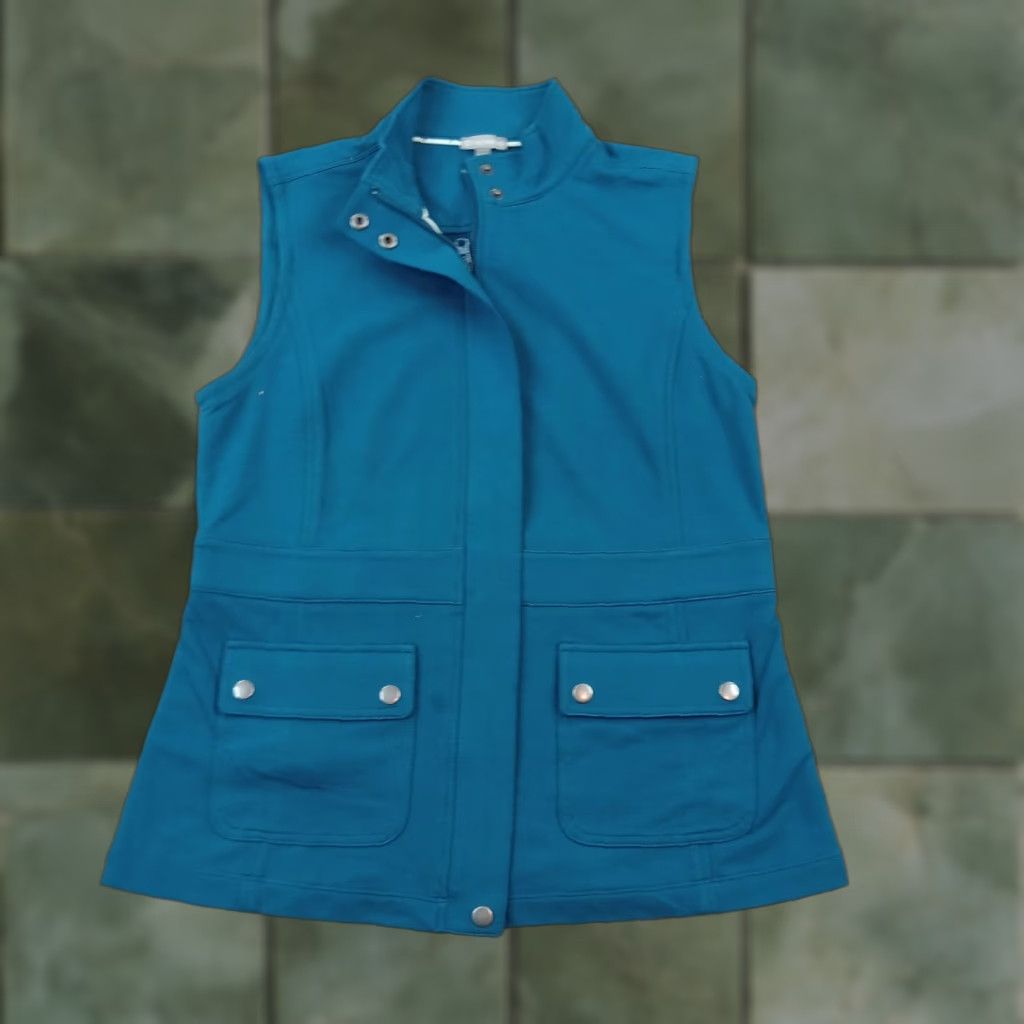 Talbots Talbots Womens Small Vest Blue Full Zip Mock Neck Pockets Outdoors Stretch Size S / US 4 / IT 40 - 1 Thumbnail