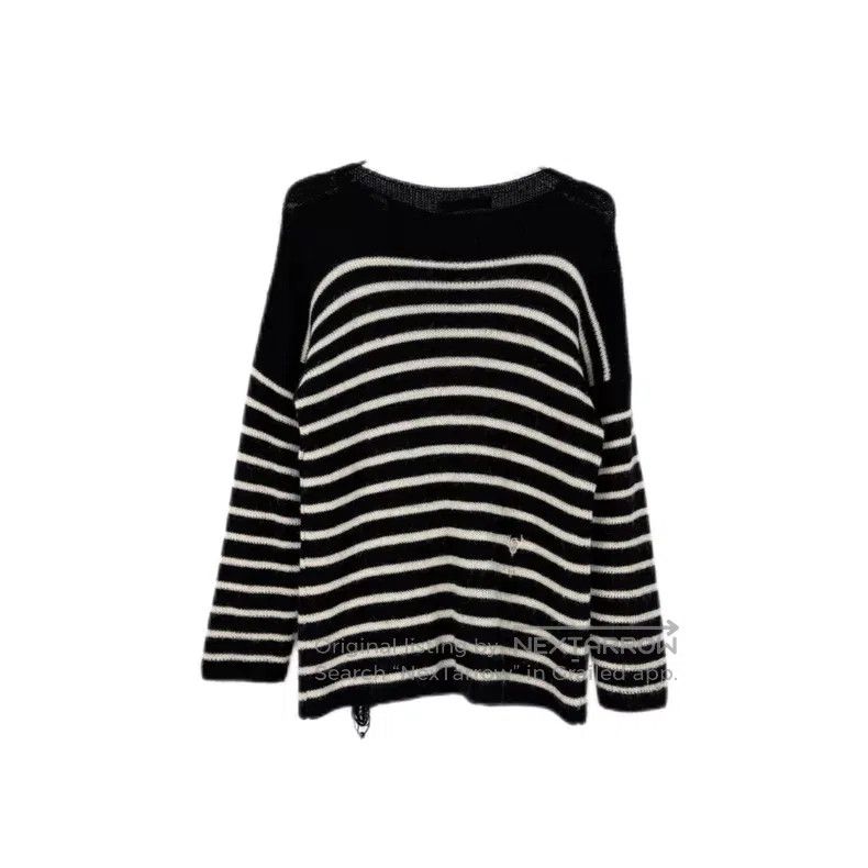 Dior Dior Black and white striped embroidered bee sweater Size XXS / US 00 / IT 34 - 2 Thumbnail