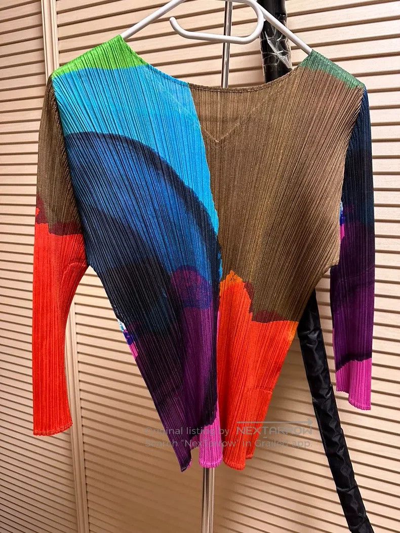 Issey Miyake Issey Miyake Color Block Seven-Point Sleeve Top Size L / US 10 / IT 46 - 2 Thumbnail