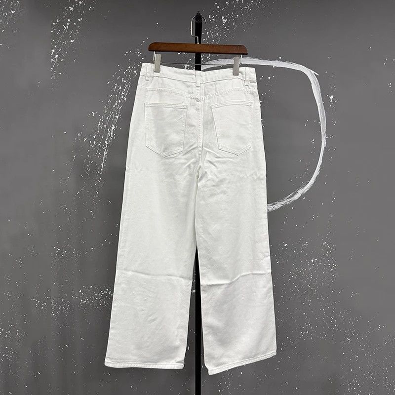 Japanese Brand White Straight Fit Jeans Size US 34 / EU 50 - 7 Thumbnail