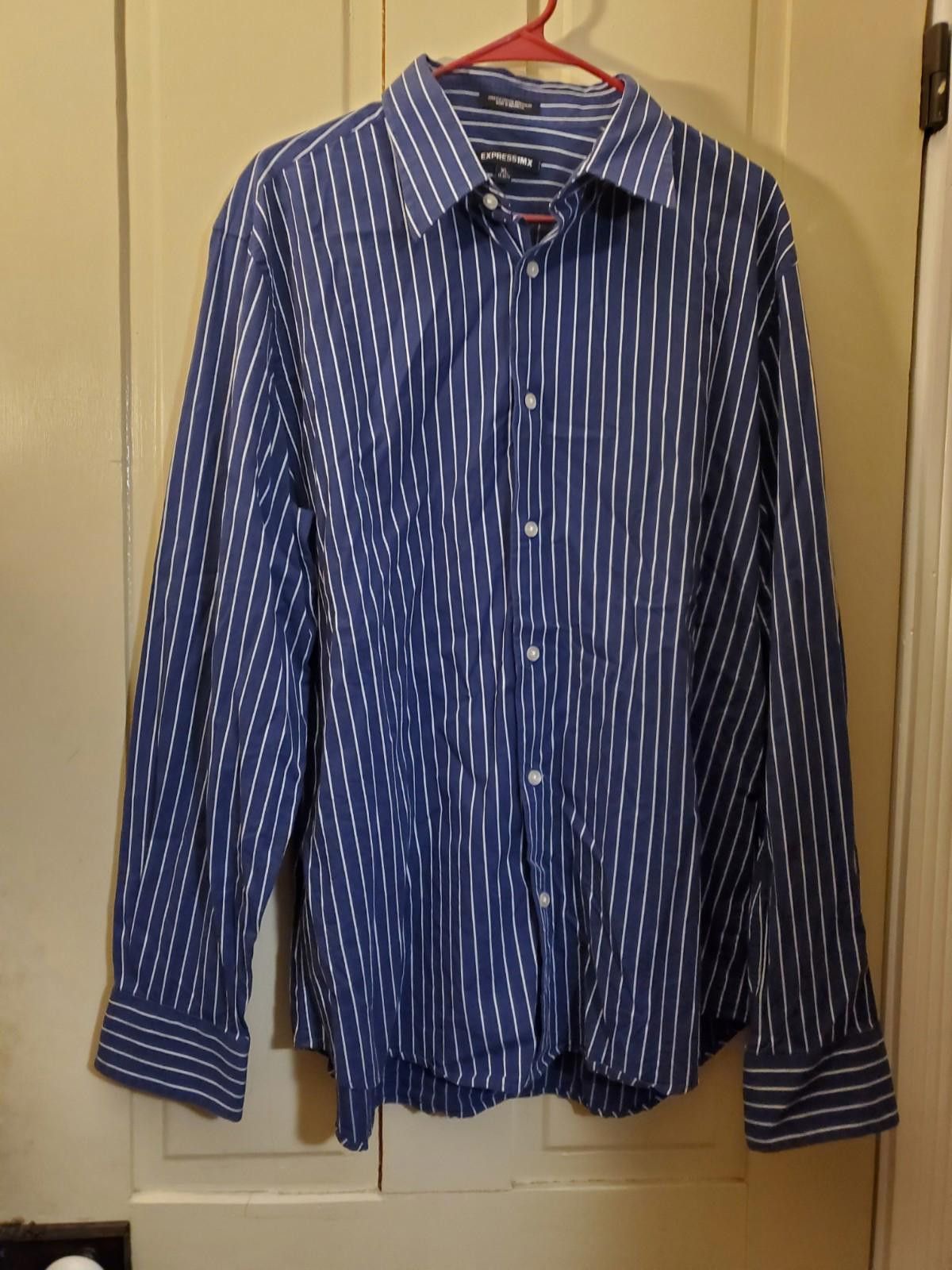 Express Express 1MX Mens Shirt Blue Striped Modern Fit LS Size XL Size US XL / EU 56 / 4 - 1 Thumbnail